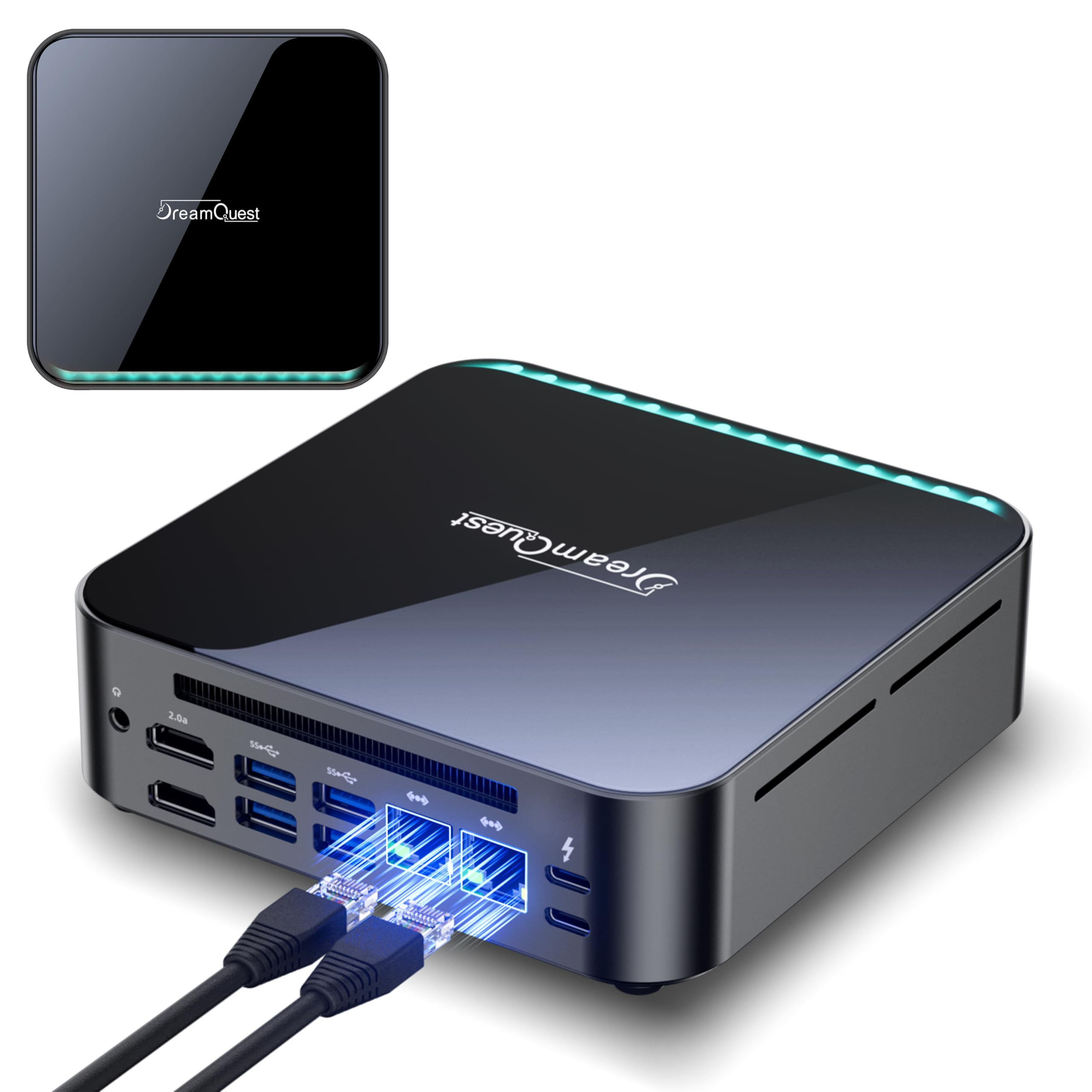 Dreamquest Mini PC, 12th Intel N95 (Up to 3.4GHz) 16GB RAM 512GB SSD, Mini Desktop Computer with Dual LAN, Dual HDMI 4K, WiFi 5+BT5, 4*USB 3.2, 2*USB-C for Home Office Business