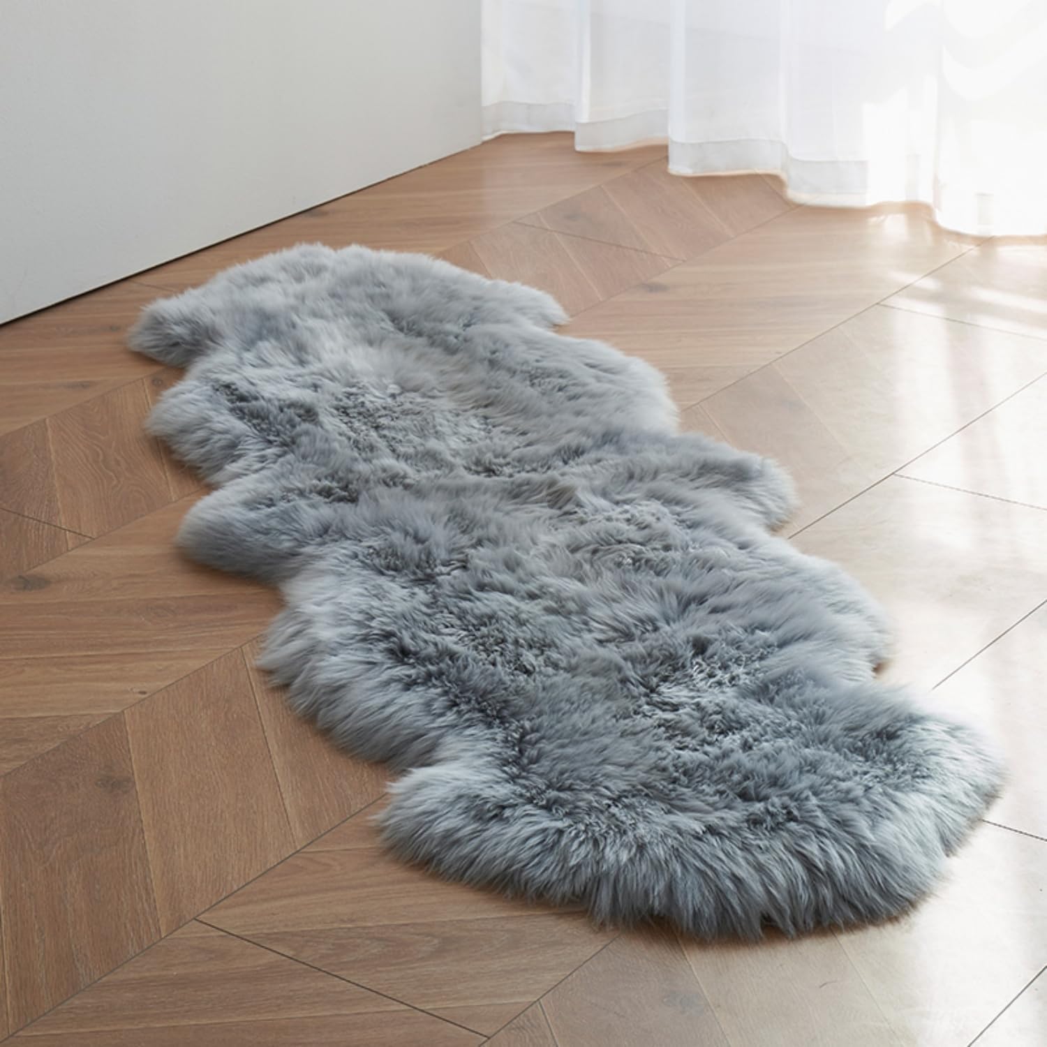 Amazon | ムートンラグ 天然羊毛100% オーストラリア産 ムートン 長毛