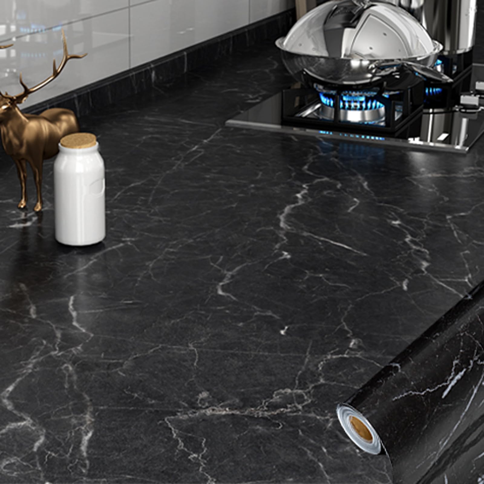 Foelanne Style F Back Self Adhesive Wallpaper, Marble Contact Paper Pet Self-Adhesive Heat For Kitchen Multicolor 60Cmx5-30M(,60Cm*5M)