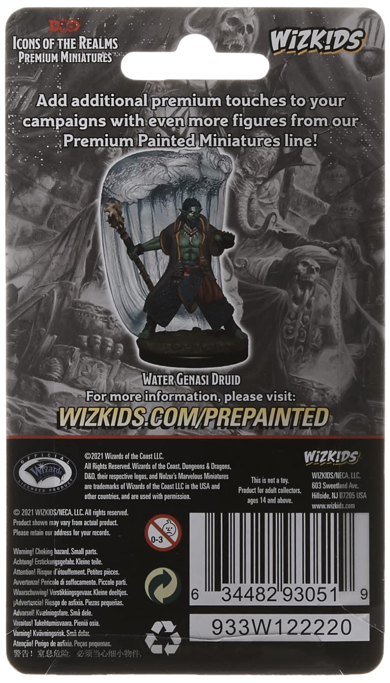 WizKids D&D Minis: Icons of The Realms Figuras Premium: Wave 6: Water Genasi Druid Male - Miniatura prepintada de Dungeons and Dragons Compatible con Otros Juegos de rol de Mesa DND TTRPG, Multicolor