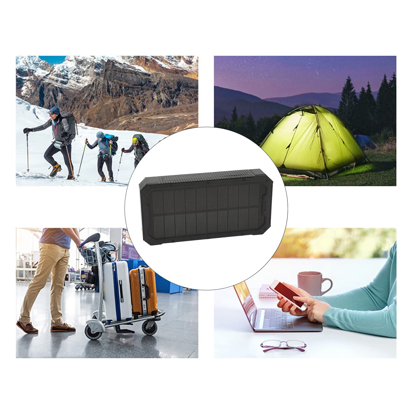 Solar Power Bank Portable ładowarka z 36LEDS Wspinacz (BLACK)