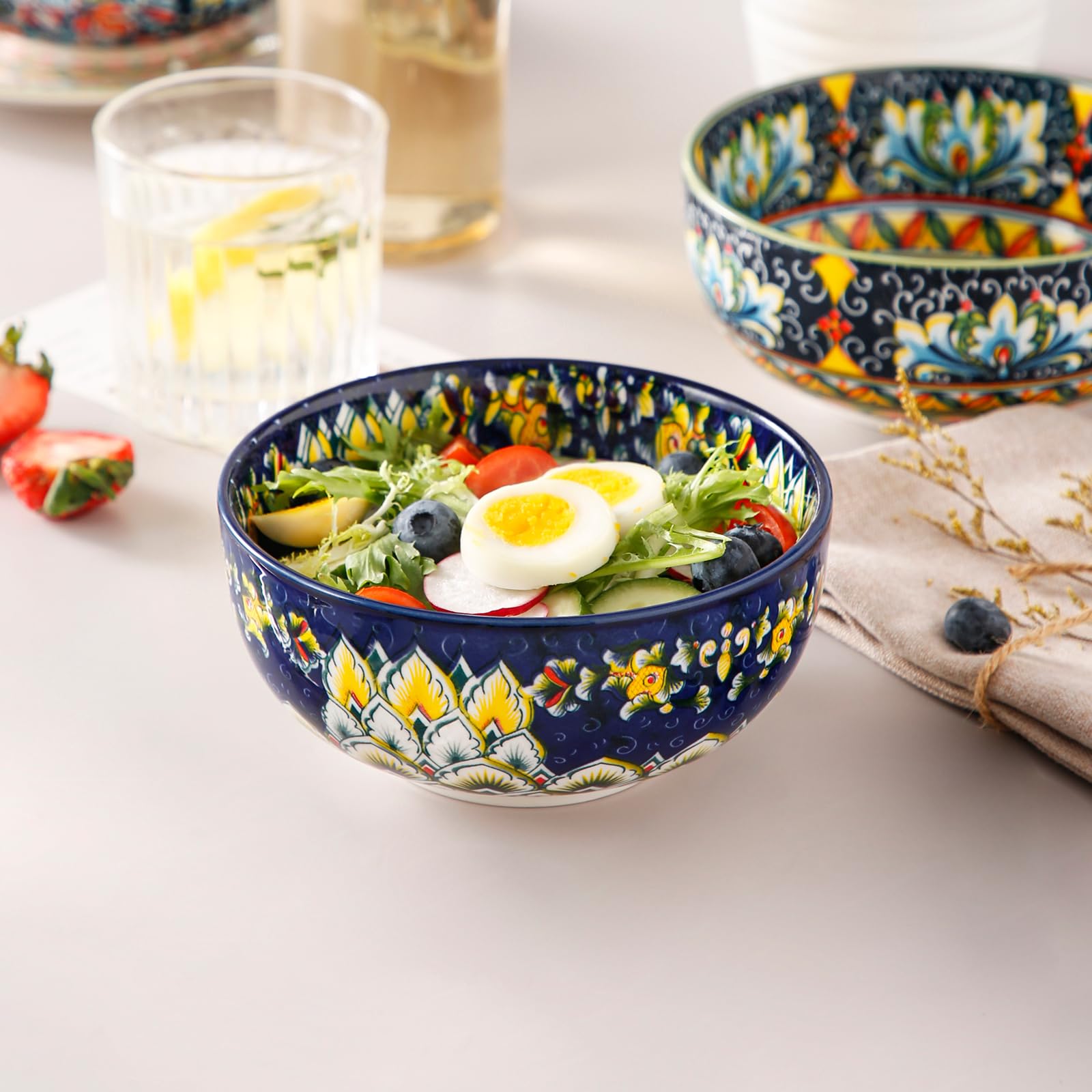 vancasso Müslischalen aus Porzellan, SIMI 6-teiliges Schüsselset, Suppenschalen, Salatschüssel, Pastaschalen, Schalen Set, Mehrfarbig