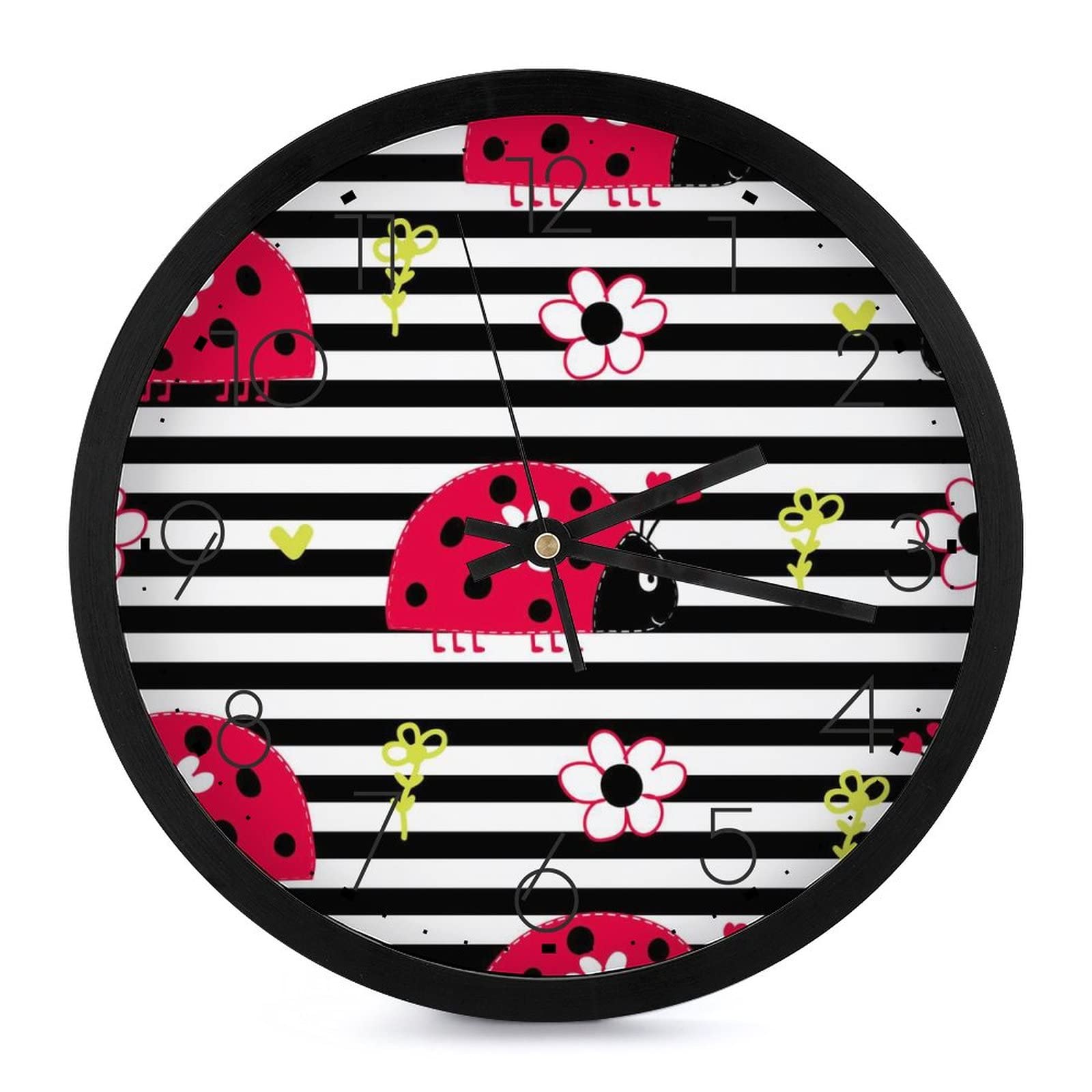 Horloge Coccinelle 25cm : pendule ronde grands chiffres cuisine salon