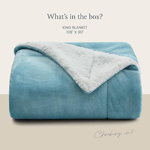 Miniatura 7 de BELADOR Manta de cama de forro polar tamaño King de 90 x 108 pulgadas, manta suave con pelusa de sherpa inversa, manta grande para cama, mantas y