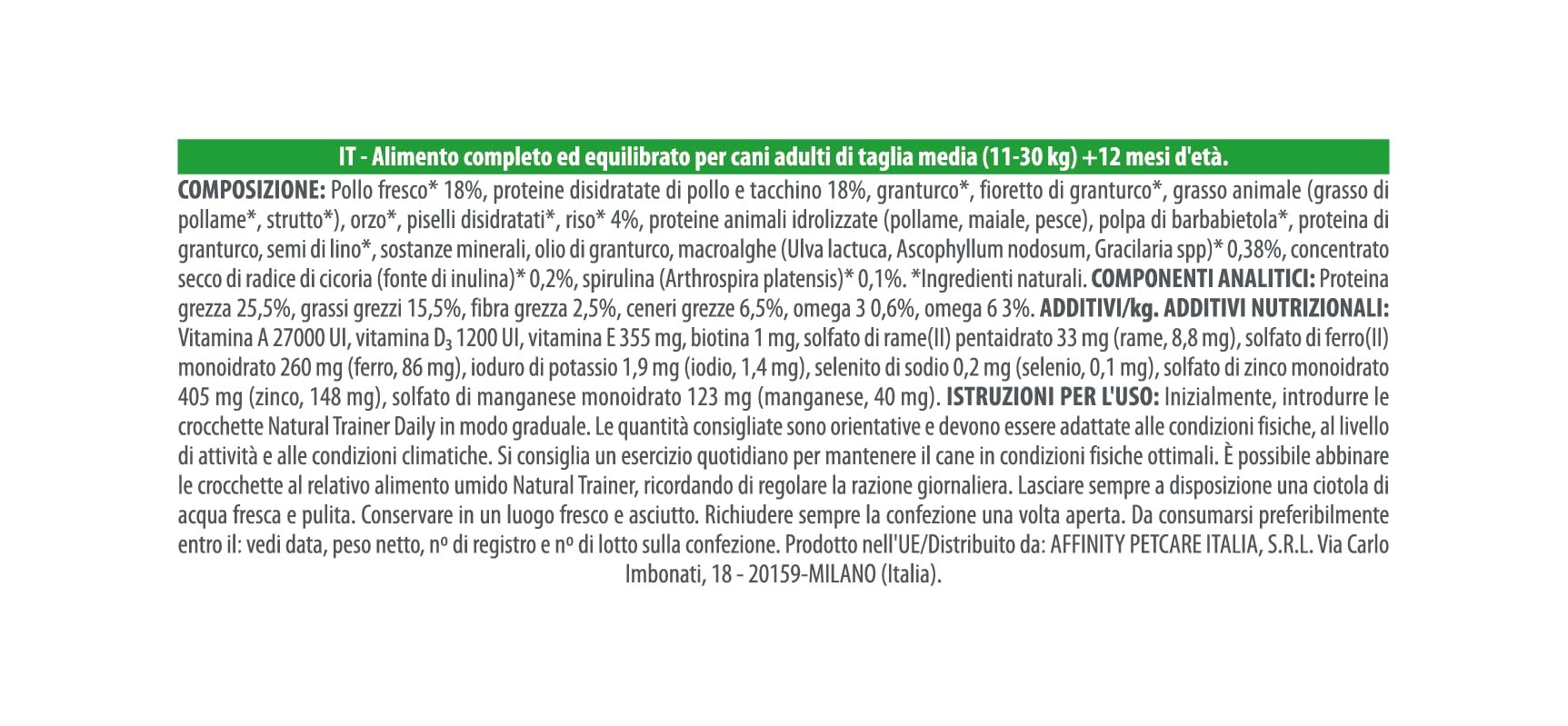 Trainer Natural Cibo per Cani Medium Adult, Pollo, 3 Kg