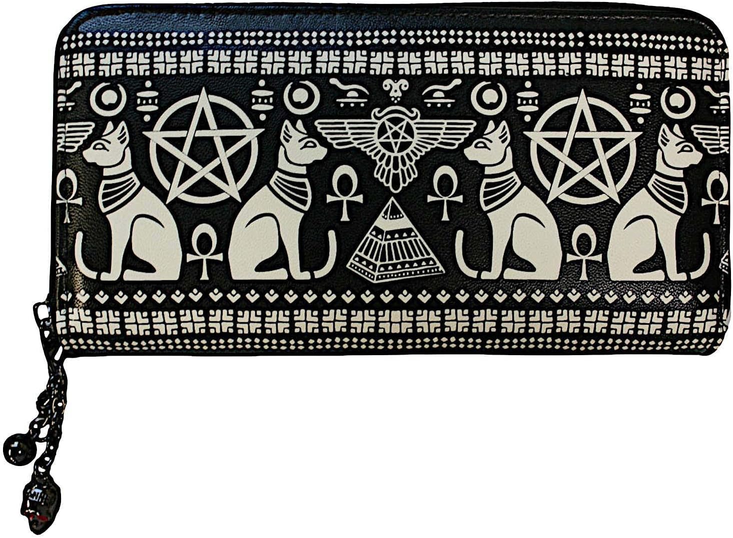 Lost Queen Anubis Egyptian Sphynx Cat Pyramid Pentagram Vegan Black Wallet