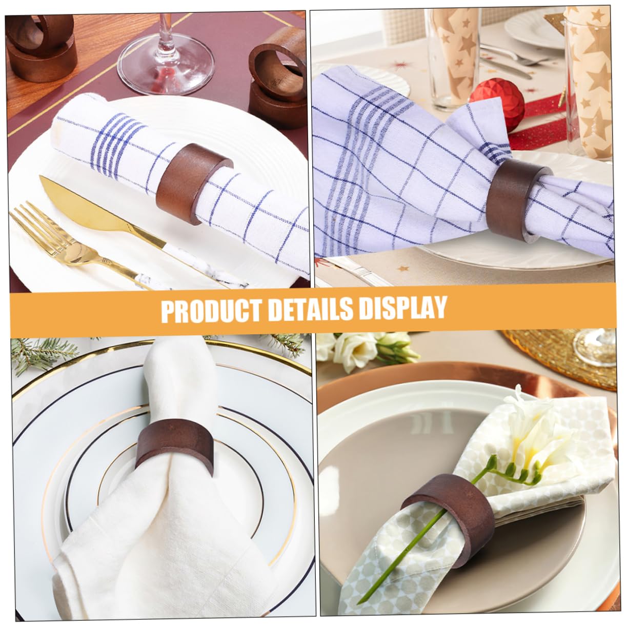 12piezas Servilletero De Madera Hecho Mano Servilleteros Navideños para Decoración De Mesa para Otoño Acción De Gracias Fiestas Navideñas y Decoración De Granja