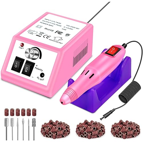 LAVAED Professional Nail Drill Electric Nail File Kit, Nail Filer Electric with 156pcs Sanding Bands and Nail Dril Bits for Acrylic, Gel Nail Manicure and Pedicure, Pink