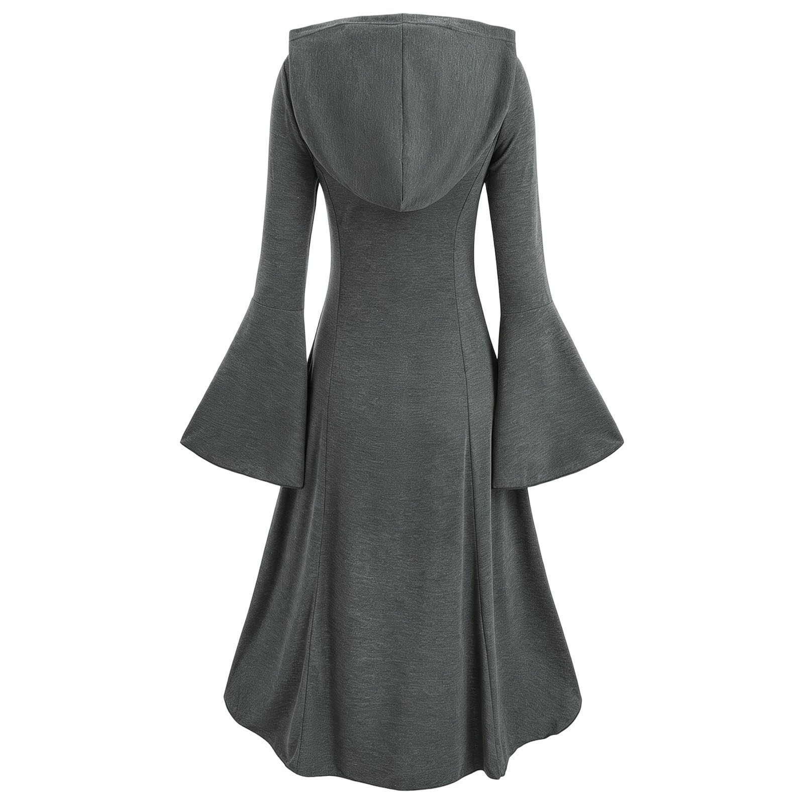 Elegante abito gotico femminile con mantello con cappuccio taglio asimmetrico per cosplay di