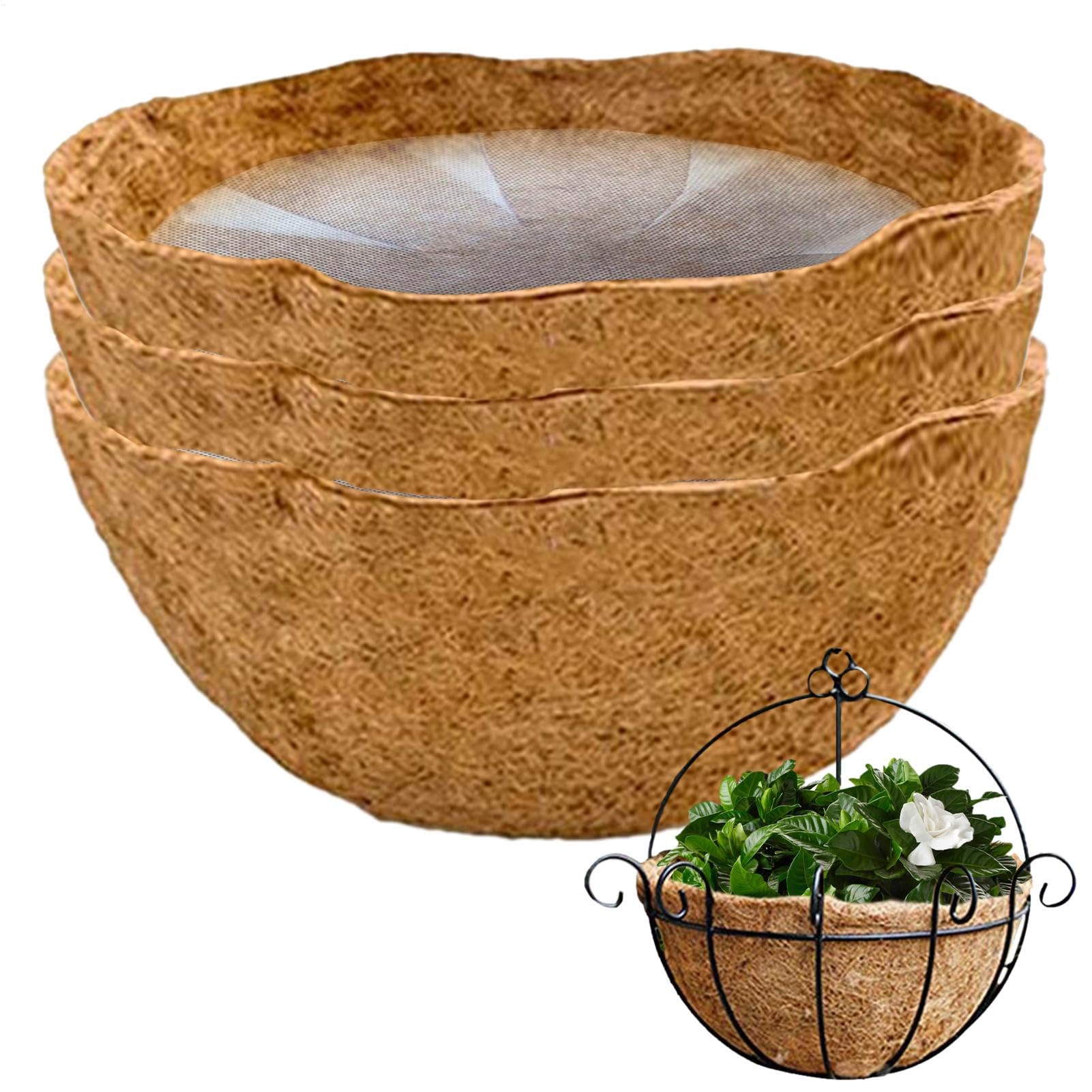 Doublure en fibre de coco pour paniers suspendus de balcon et jardin