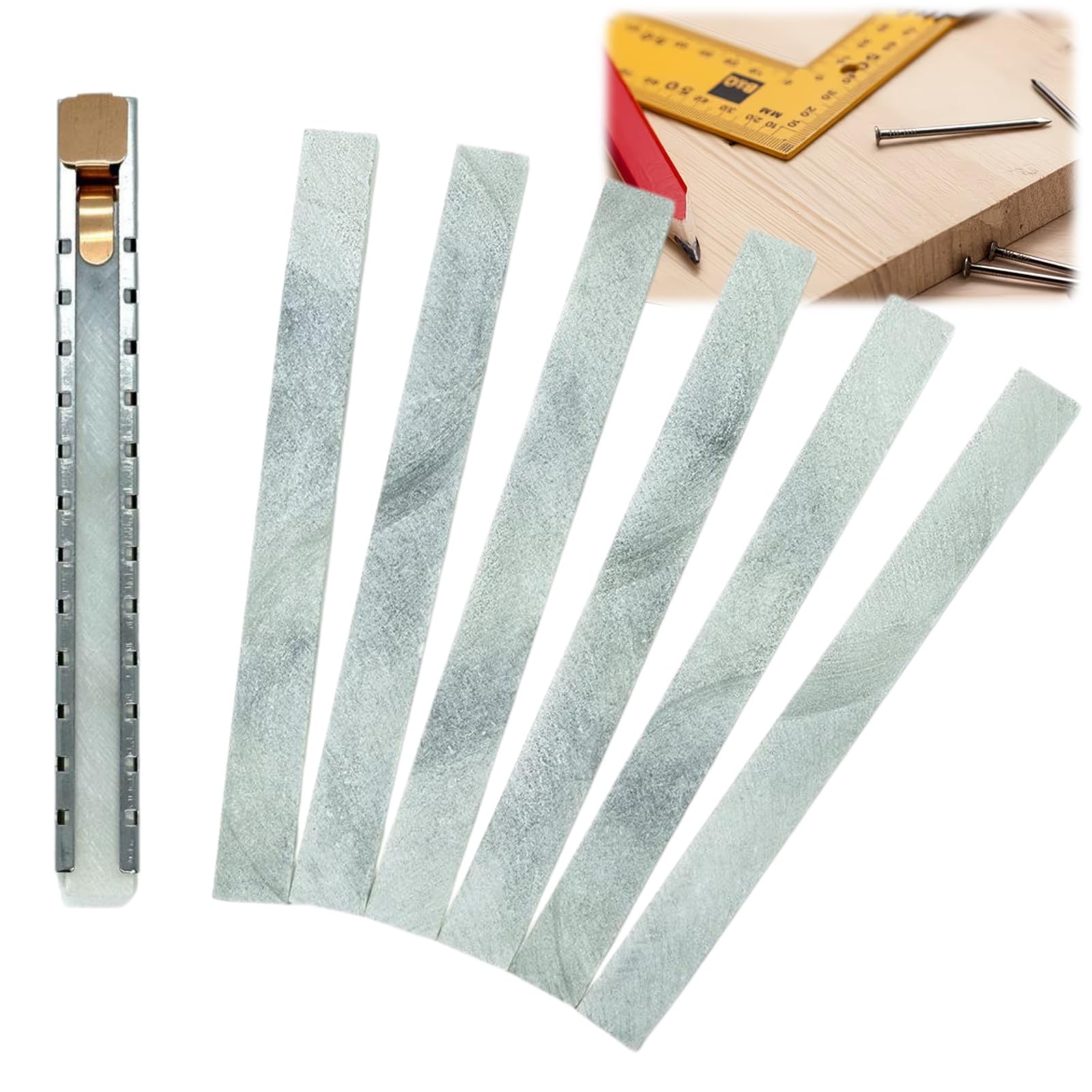 XIAGER Builders Chalk Line & Slate Pencils Set - 1 Chalk Holder & 7 French Chalk Pencils for Industrial Marking on Metal Concrete Steel,Builders Pencil for Eating Stone Marking