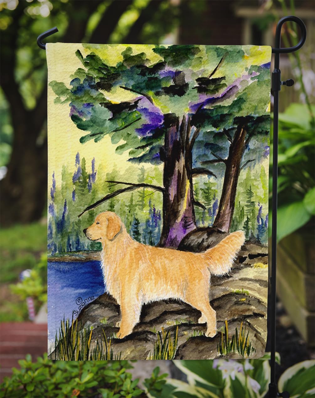 Caroline's Treasures SS8426GF Golden Retriever Garden Flag Mailbox Flag Decorative Yard Flag Banner Outside Patio Artwork Yard Flower Beds, Garden Size, Multicolor