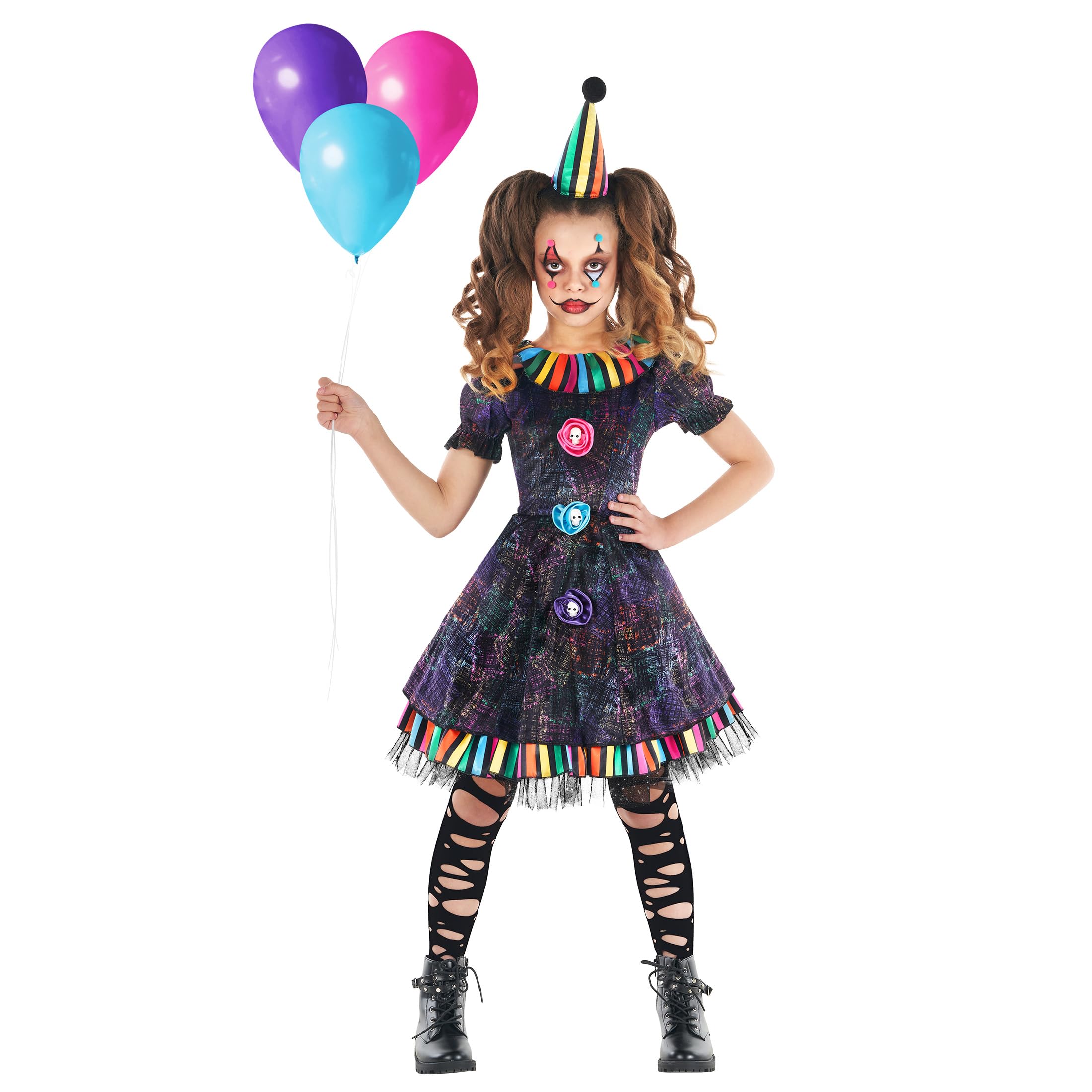 Morph Costumes Disfraz Payaso Halloween Niña,disfraz Payaso Niña Halloween, Disfraz Payasa Niña, Disfraz Halloween Payaso Niña, Disfraz Payaso Asesino Niña, Disfraz Halloween Niña Tallas T2,S,M,L