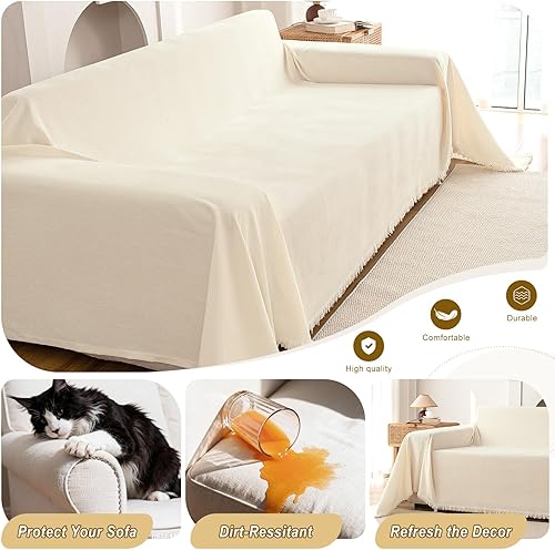 Miniatura 5 de Funda de sofá bohemia para sofá de 2 cojines, fundas de sofá lavables, fundas de sofá de felpilla en forma de L, fundas de sofá modular para perros,