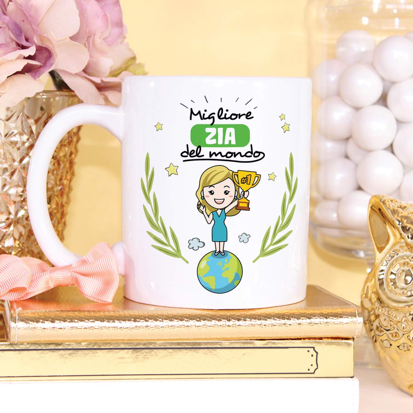 Mugffins Tazza Zia Migliore Zia del Mondo Ceramica 350 ml Idea Regalo Compleanno