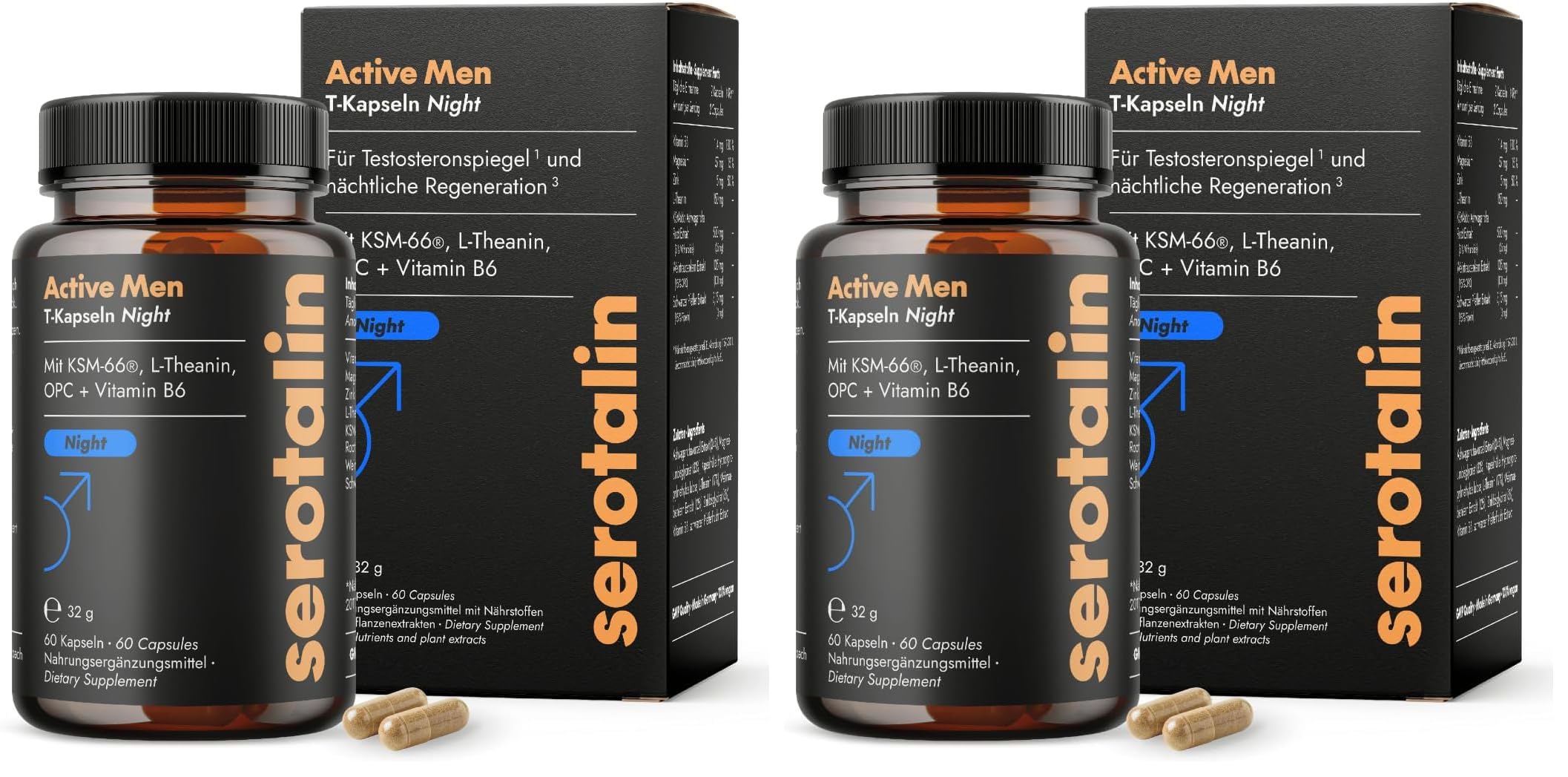 serotalin Active Men T-Kapseln Night Ashwagandha, 60 Kapseln (Packung mit 2)