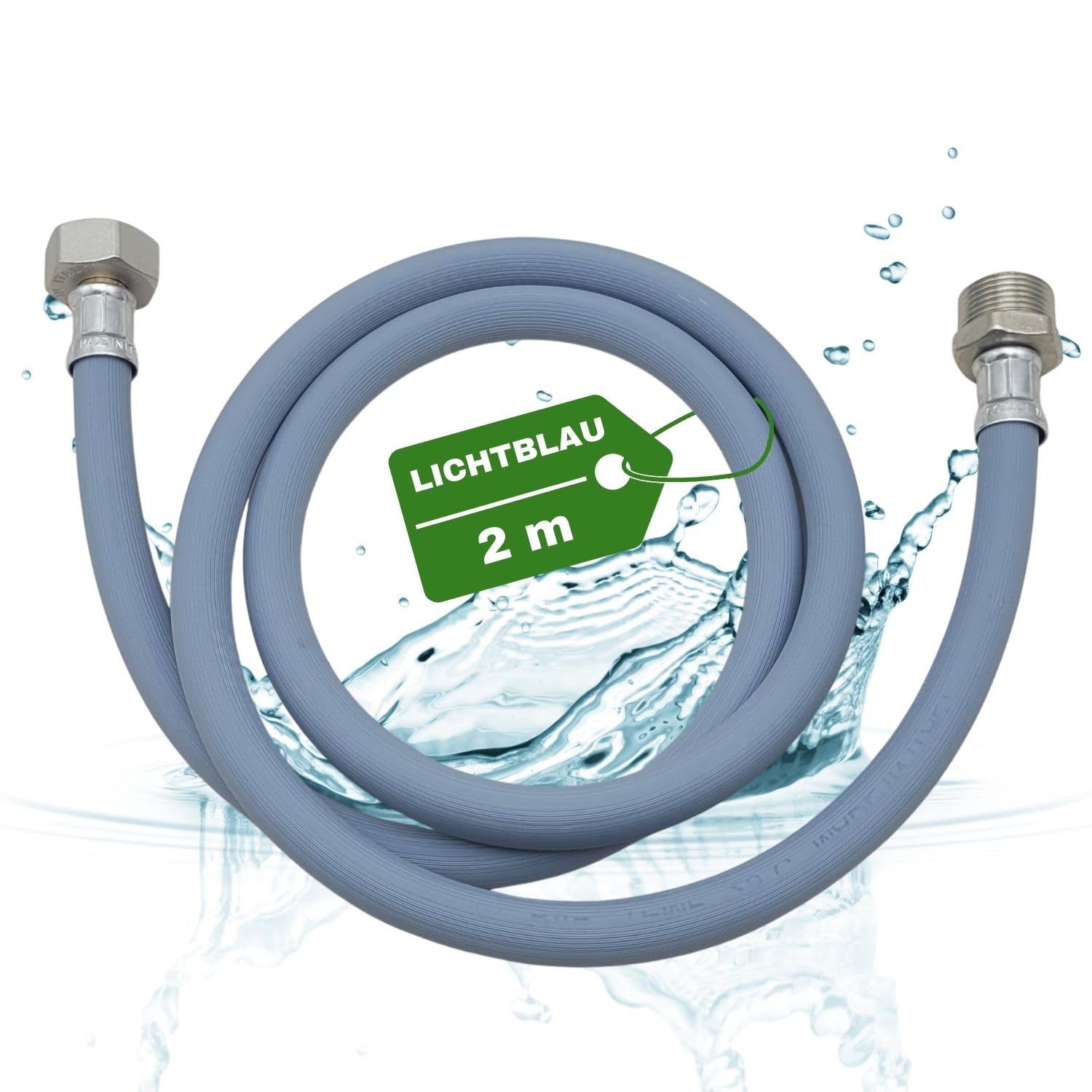 LICHTBLAU Zulaufschlauch Verlängerung 2m 3/4 Zoll | Mit Metallgewinde für Waschmaschine und Geschirrspüler – universeller Wasserzulaufschlauch