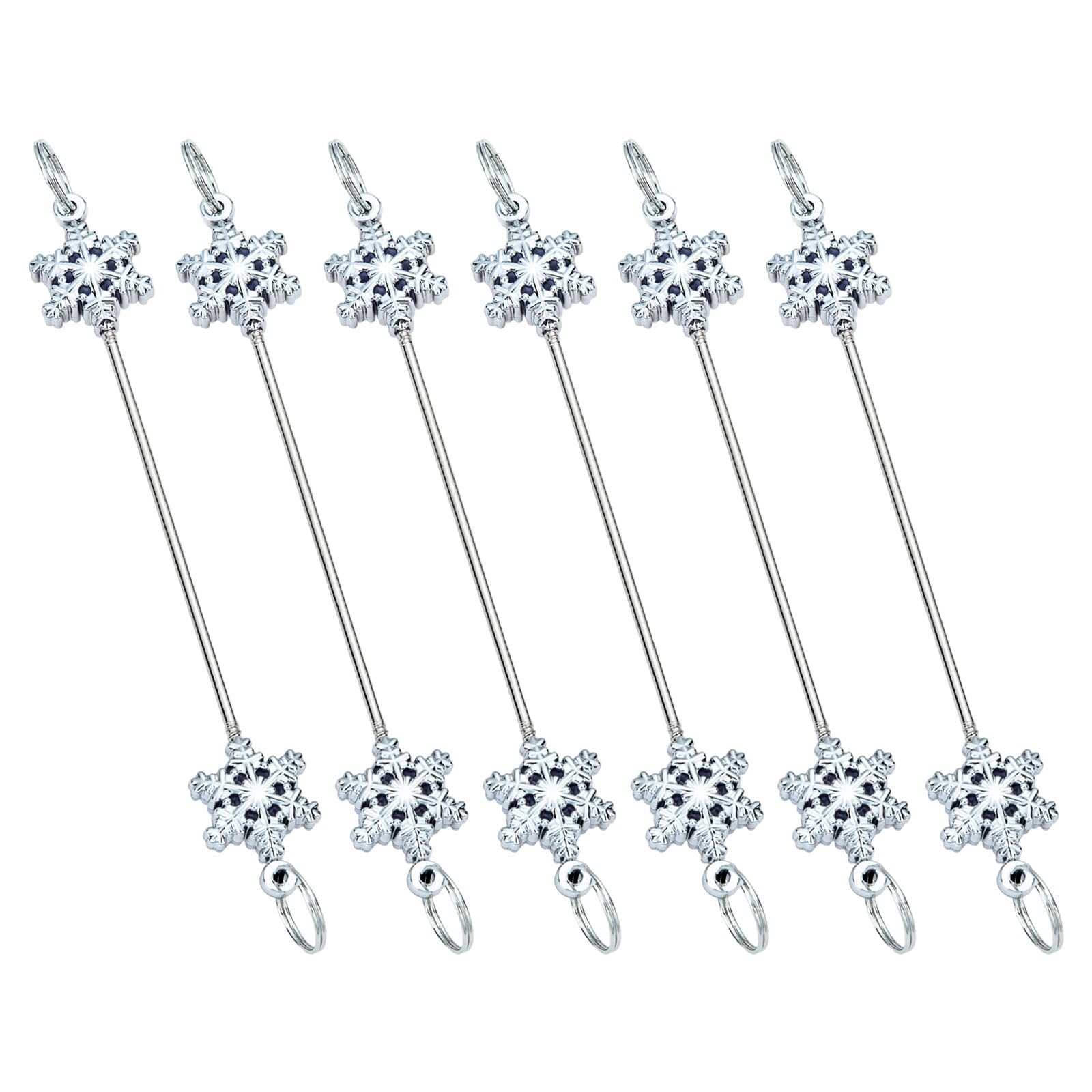 Jazuaiao 6PCS Snowflake Christmas Decorations with Beading Set Sturdy Metal Hanging for Festival Snowflake Party Decors Metal Hangings