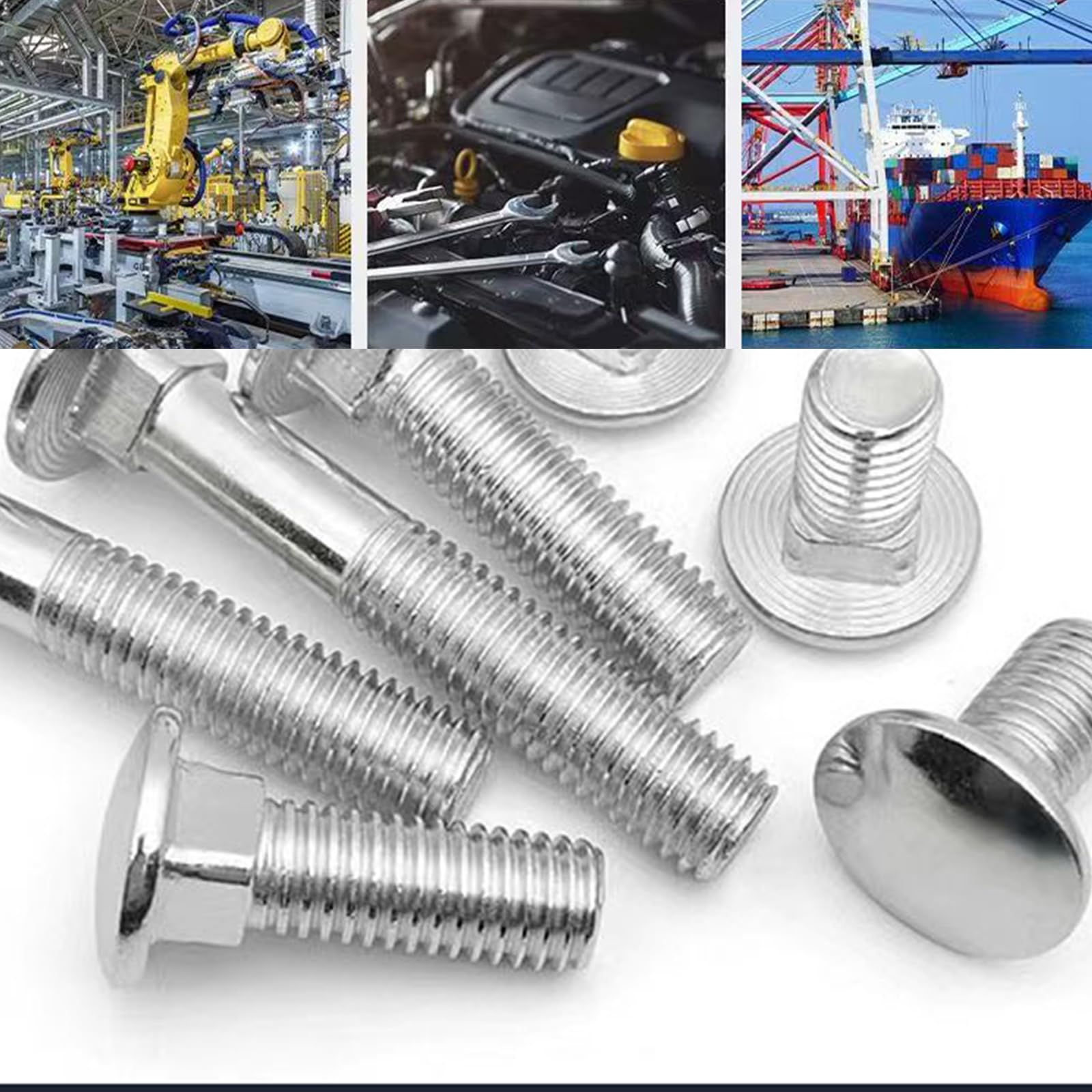 10 Pcs Cup Square Carriage Bolts, M8 x 60mm Stainless Steel Coach Screws, Coach Bolts for Wood Drywall and Furniture - Image 3