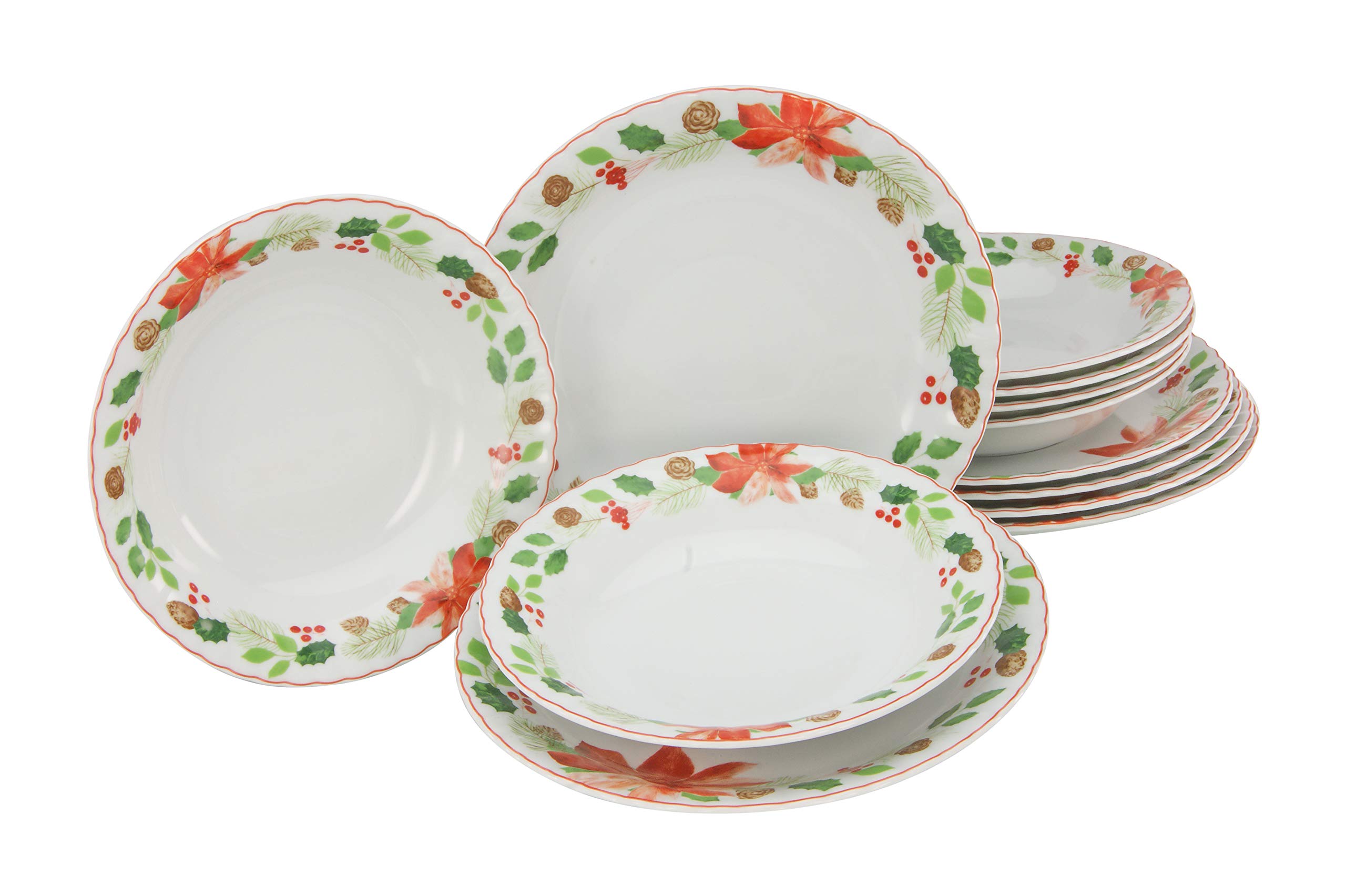 Creatable, 22415, seria Iwona CHRISTROSE, zestaw naczyń, zastawa stołowa 12-częściowy, porcelana