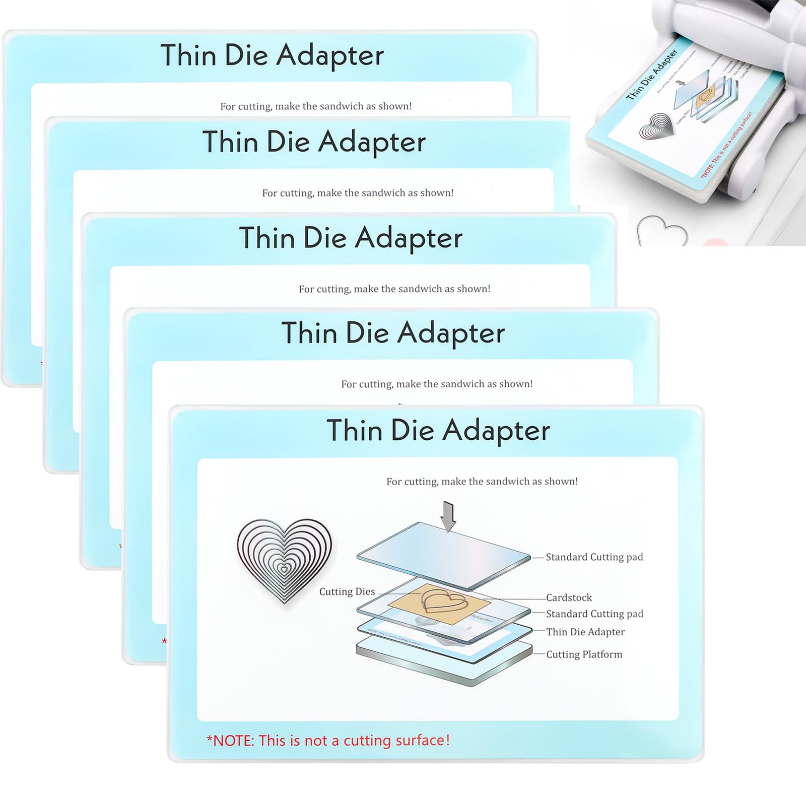 CYFUN DESIGN 5 Stück 22,9 x 15,2 cm Standard-Adapter-Pad für Sizzix Big Shot Maschine, dünner Stanzadapter für Stanzmaschine, Schneidpads, Unterlegscheibe, um ein Sandwich für die meisten Thinlits