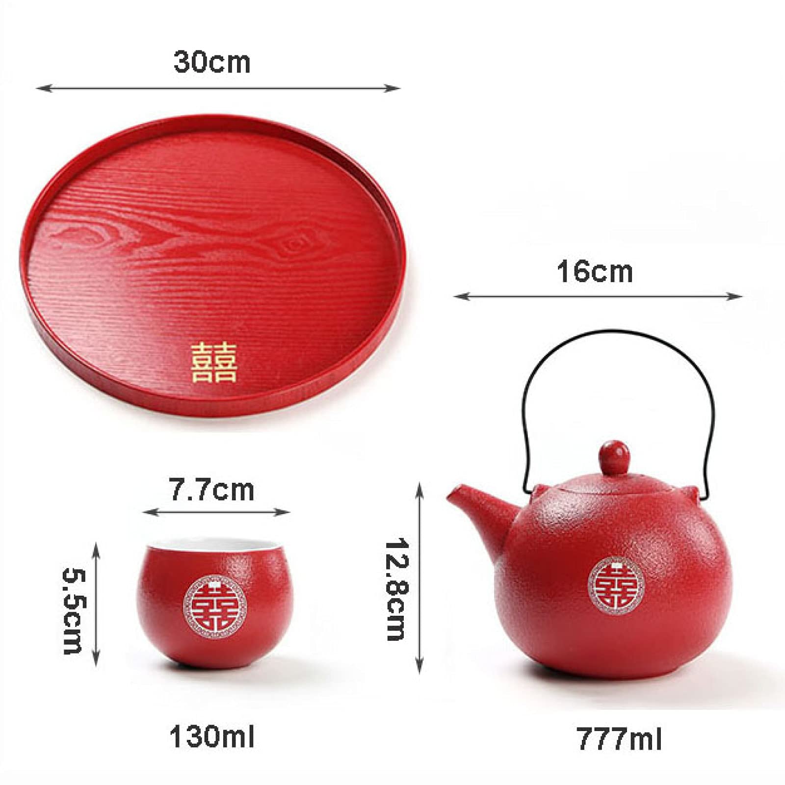 Zestaw do herbaty chiński dla dorosłych porcelanowy serwis zestaw z czajniczkiem 12 filiżanek taca herbaciana czerwone zestawy Kung Fu prezent ślubny