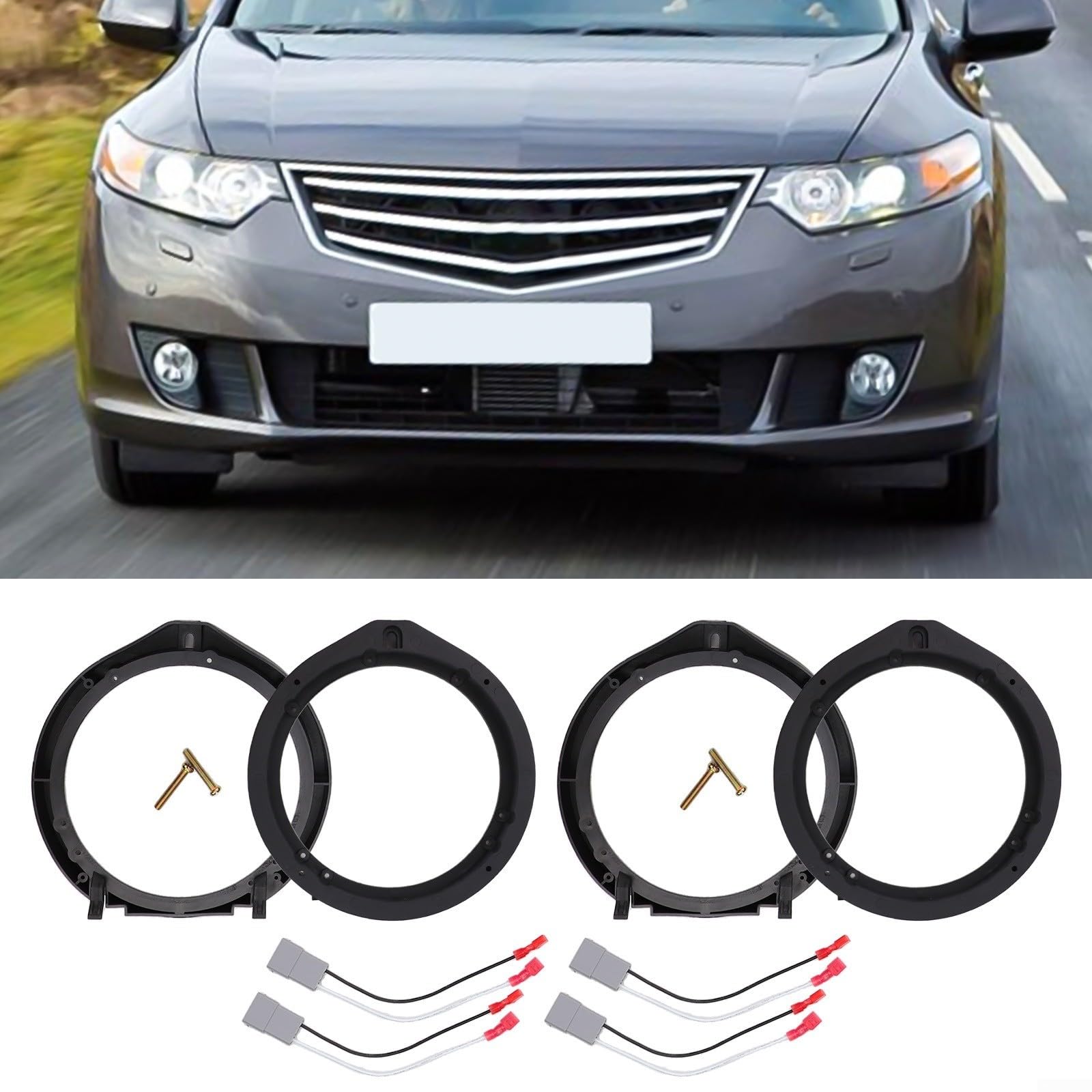 Kit de montage adaptateur de haut-parleur de véhicule Honda 16,5 cm avec faisceau de câblage pour Civic CR-V Odyssey pour installation audio Crosstour Noir