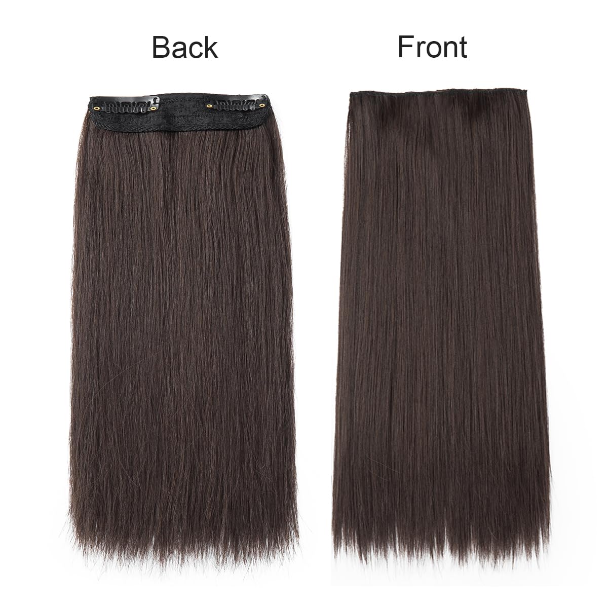Yamel Clip in Hair Extensions 2 piece Set including 4 clips Short 8 inch Straight Synthetic Hairpieces for Women Hair Volumizing Natural Dark Brown - Image 2