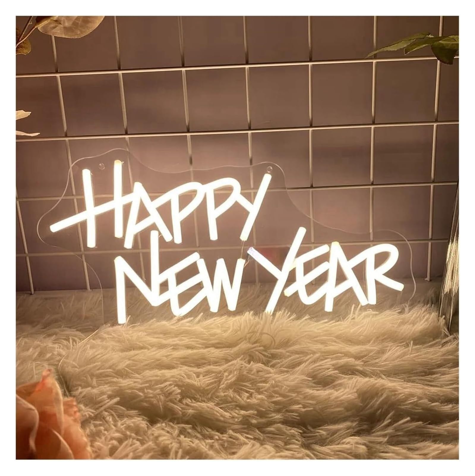Aextroi neon Lights Sign Neon Light Decoration Happy New Year for neon Sign Night Lights 20cm×40cm(A)