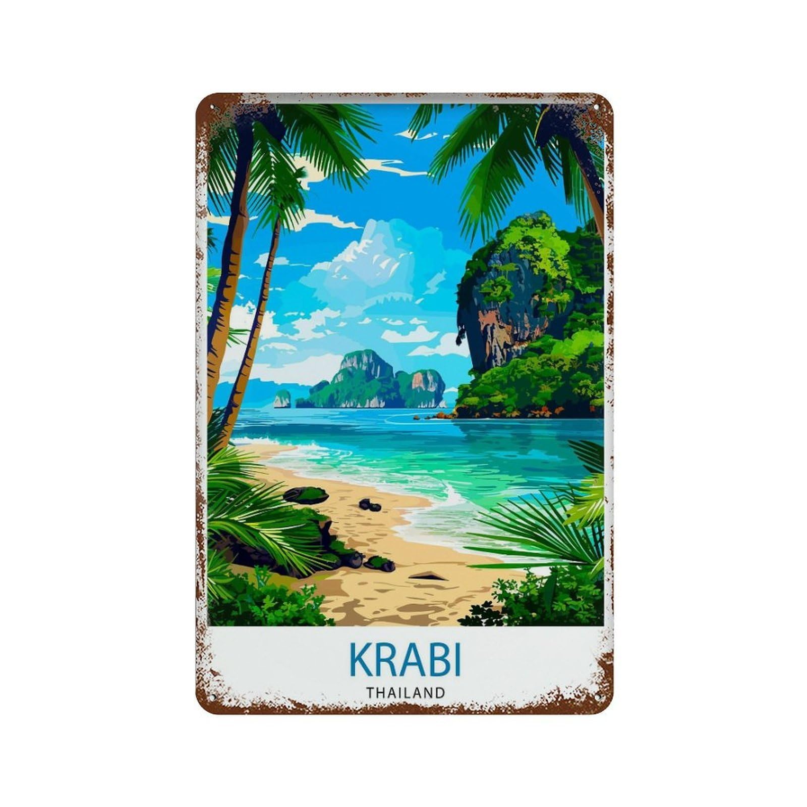 xiaoxiaoshen Krabi Thailand Travel Thai Lover Wall Decor Art Metal Tin Poster Modern Home Decor Art Home Bar Shop Decorations Vintage Sign 30x20cm