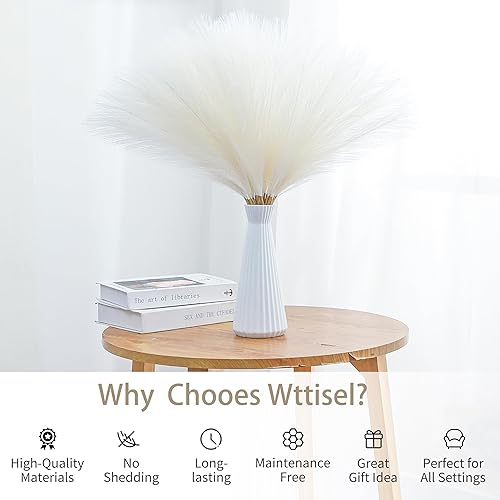 Miniatura 2 de 30 piezas de hierba de pampa blanca de 22 pulgadas, decoración de hierba de pampa sintética corta para decoración bohemia del hogar, boda, día de la