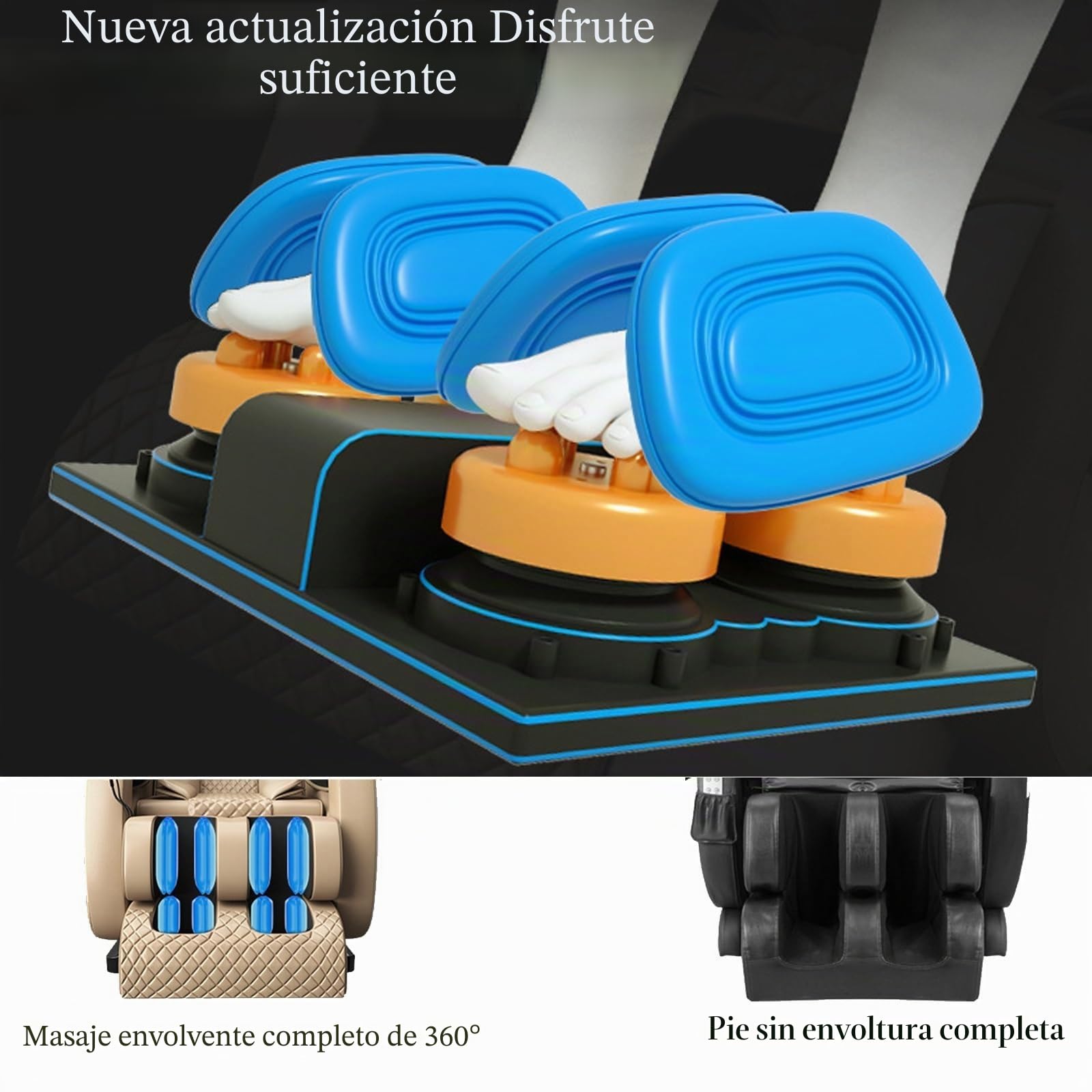 Sillón De Masaje De Espalda con Suspensión Y Gravedad Cero, con Masaje De Acupresión, Función De Calefacción, Detección Corporal Y Estiramiento De Pantorrillas(Gold)