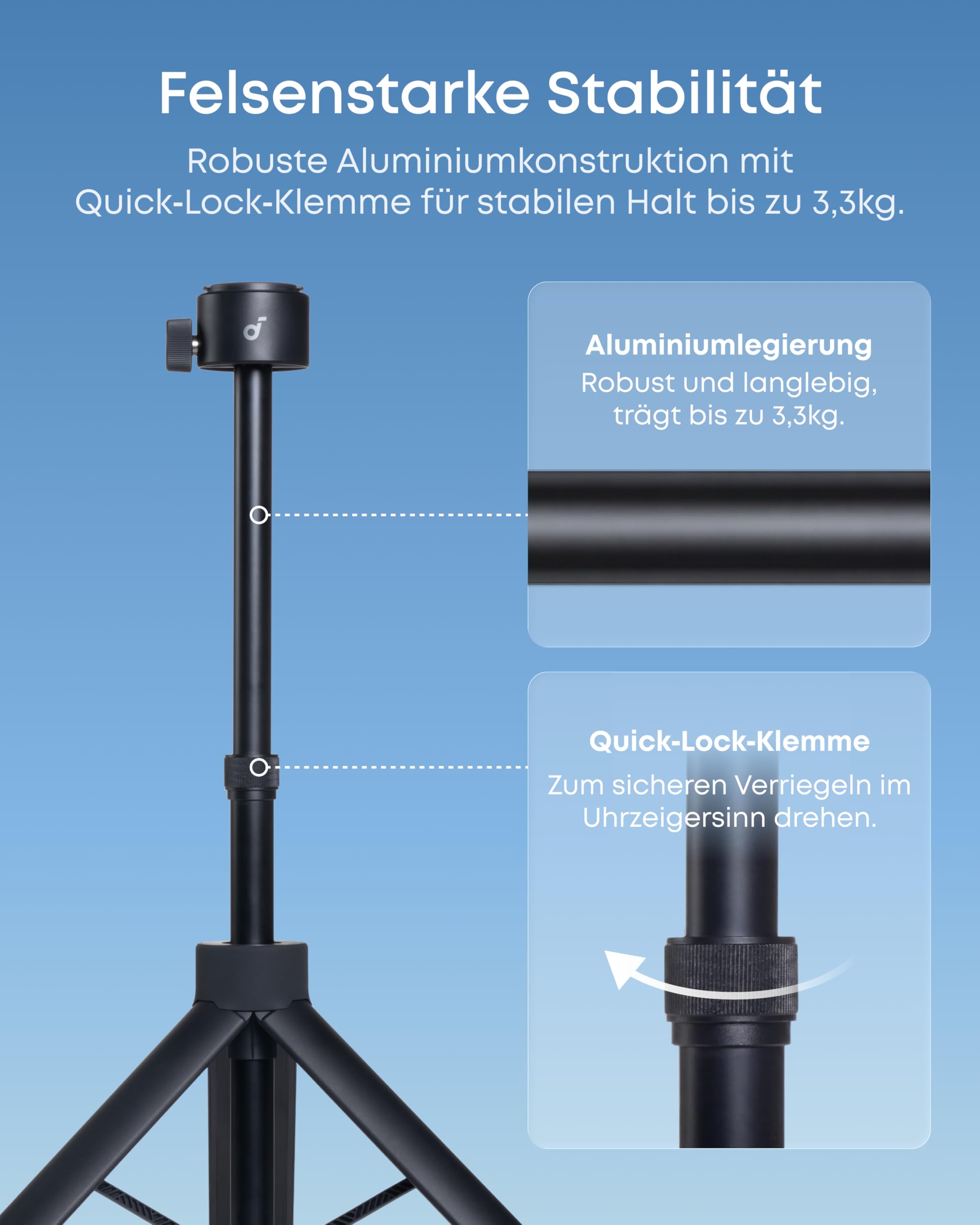 Nebula Quick-Mount Projektorständer, 1-Sekunden-Aufbau für Nebula P-Series Projektoren, universell kompatibel, stabil bis 3,3kg, faltbar auf 34cm
