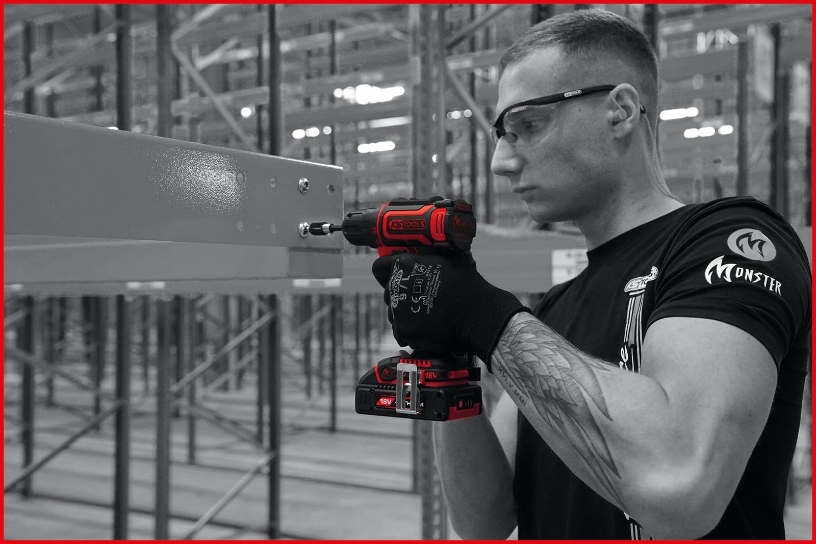 KS Tools 515.6400 eMONSTER bezszczotkowa wiertarko-wkrętarka akumulatorowa, 4-częściowy