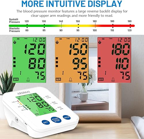 Miniatura 4 de Monitor de presión arterial preciso y automático para la parte superior del brazo, monitor de presión arterial alta, pantalla LCD portátil