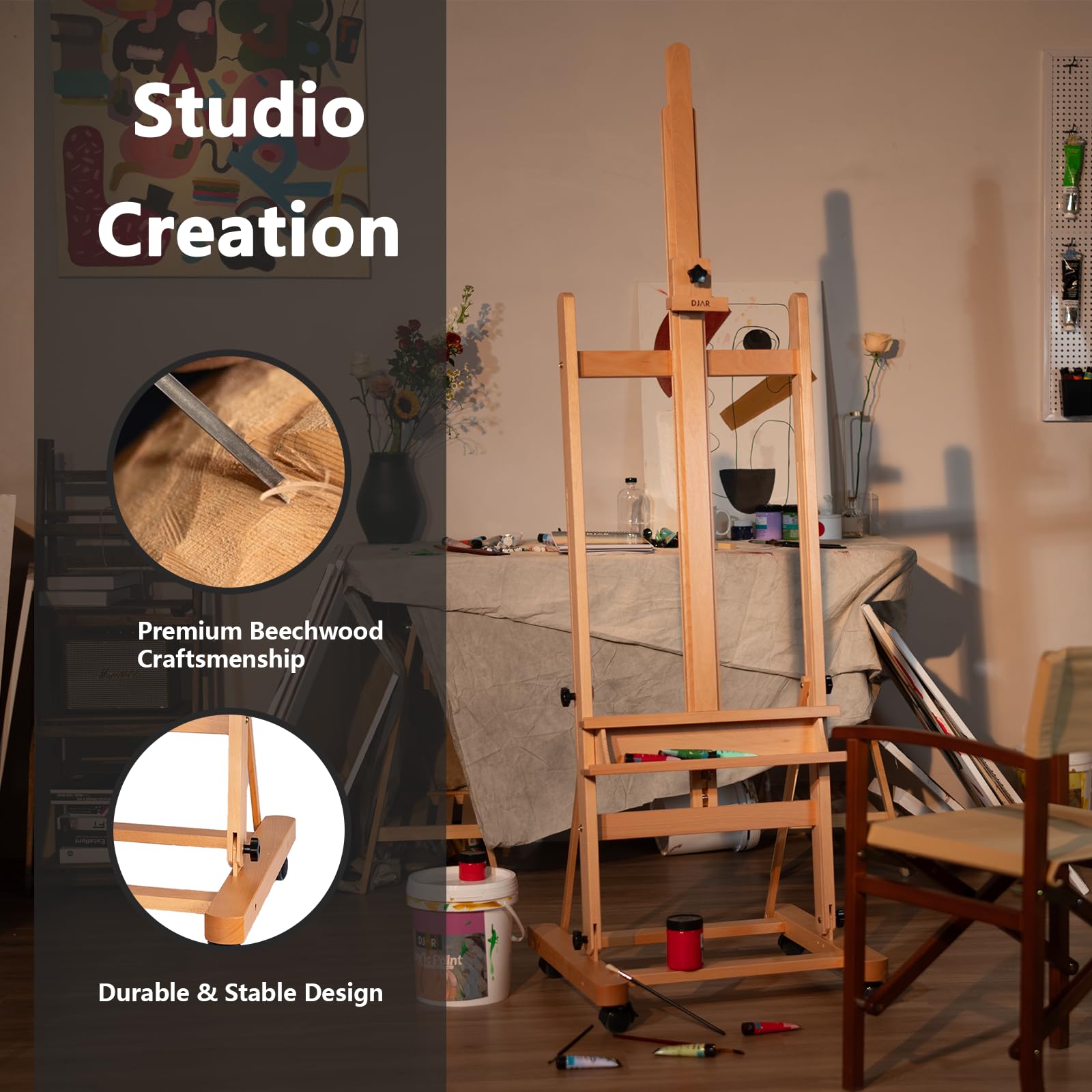 DJAR Large Art H-Frame Easel With Storage Drawer And Togo - View #8