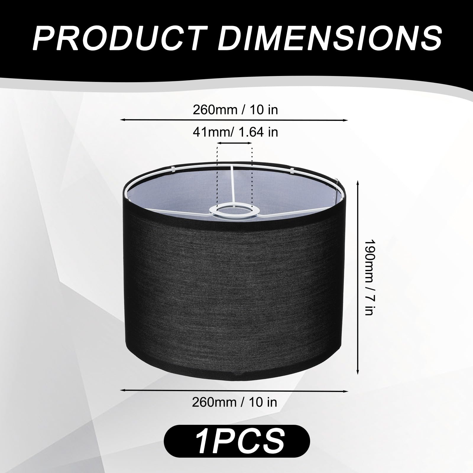 Paralume in tessuto con vinile 25,4 x 25,4 x 17,8 cm, nero