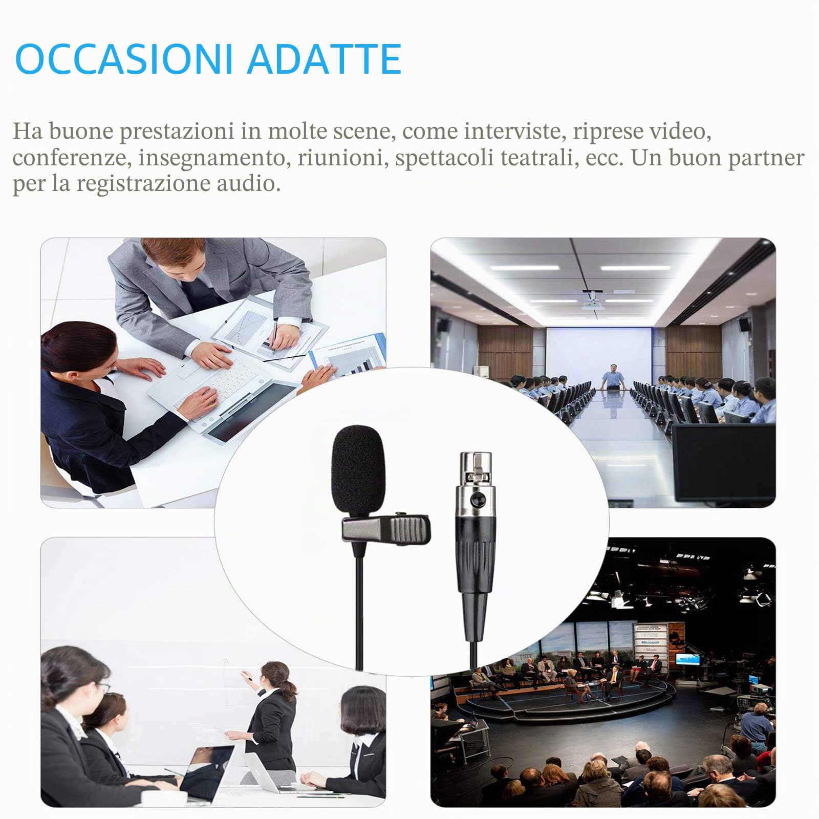 Lavalier Microfono Revers Microfono per AKG Samson senza fili, Trasmettitore tascabile – Condensatore unidirezionale Mic – Mini XLR TA3F maschio
