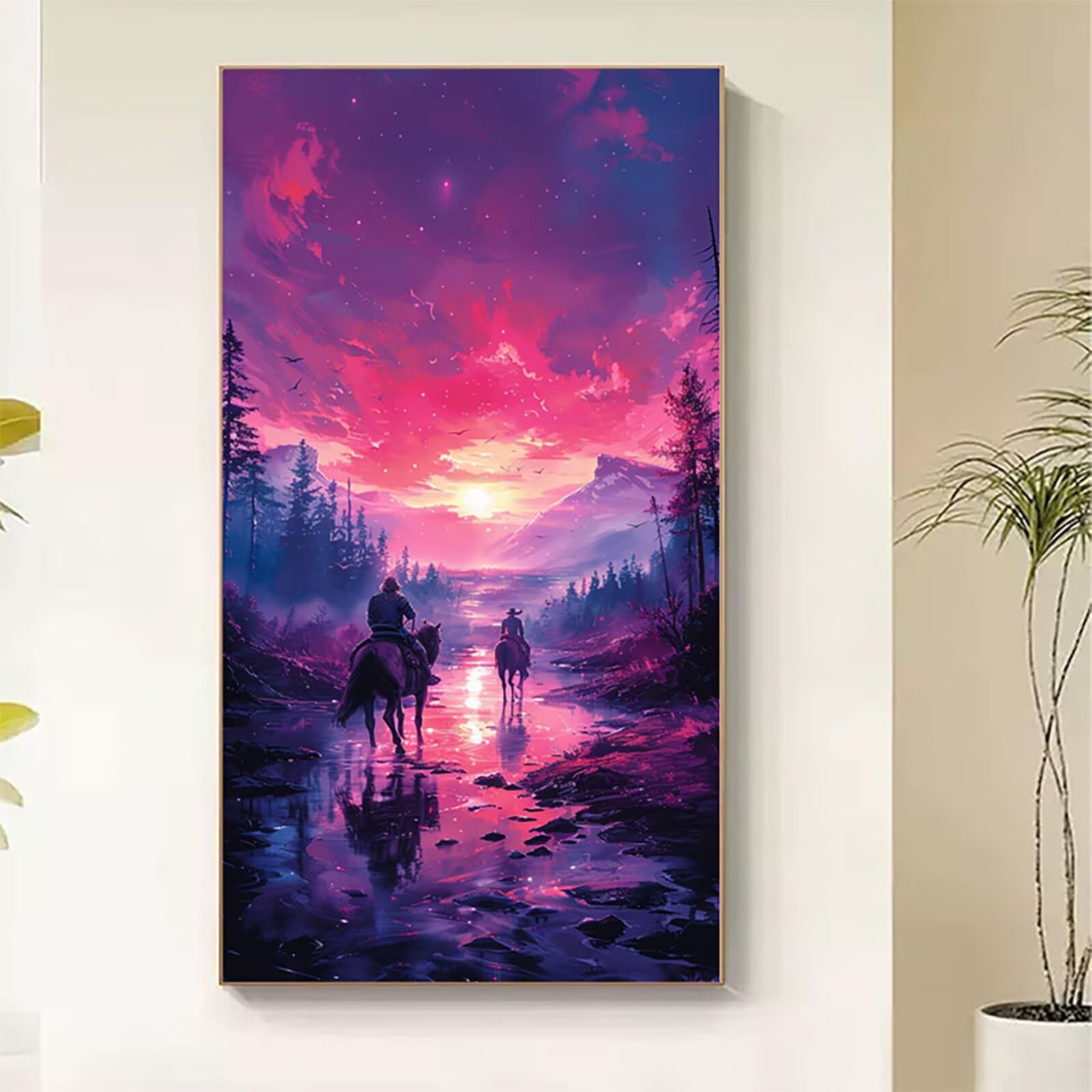 Dipingere con i Numeri Adulti Tramonto, Dipingere con i Numeri Cavallo, Fai da te Paint by Numbers per Principianti, Hobby Creativi Adulti, Painting by Numbers per Decorazioni Casa 100x200cm V-2653