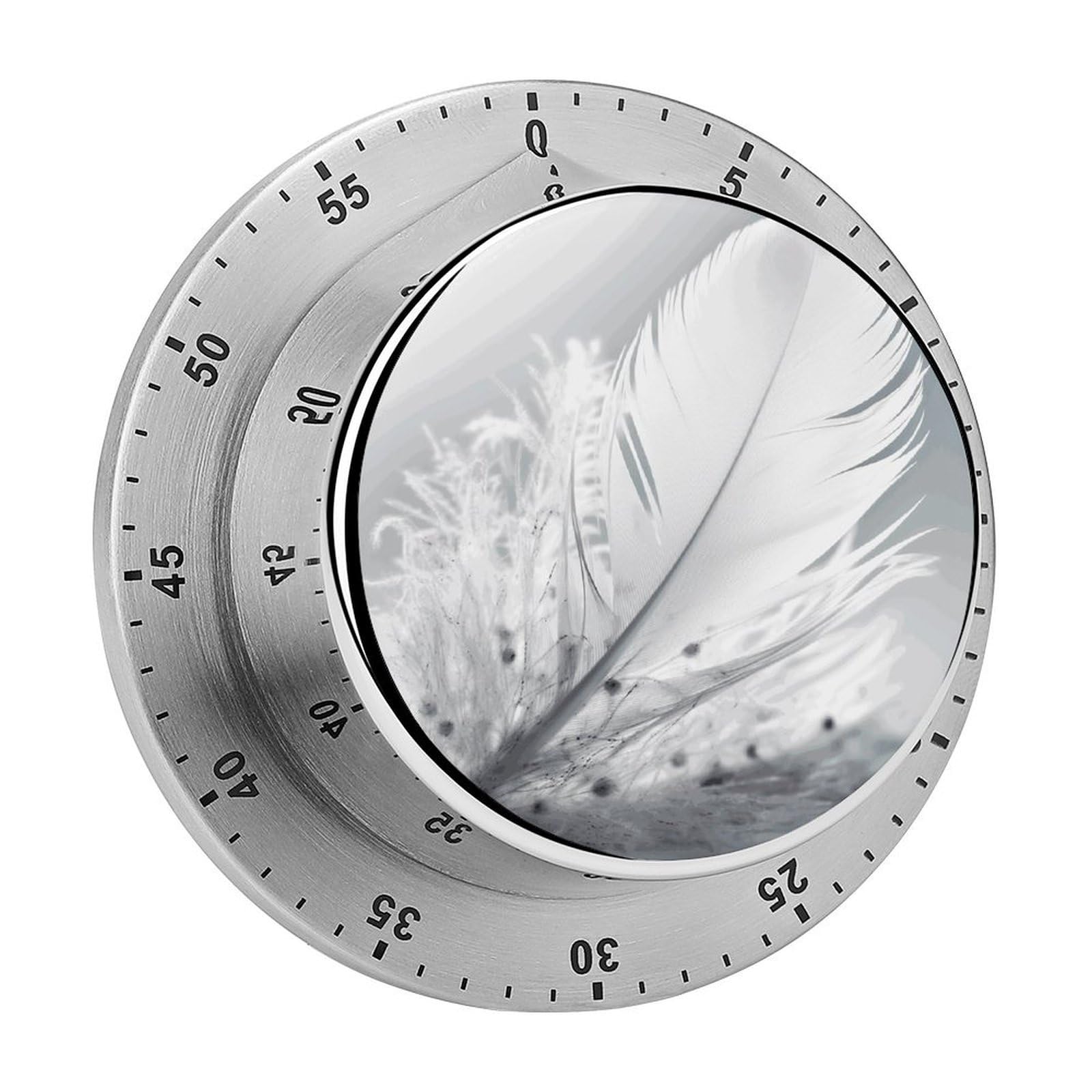 Fluttering White Feathers Timer Desk Productivity Teacher Supplies Kitchen Magnetic Countdown Mechanical Timer for Cooking, Egg, Teacher, Exercise, Oven.