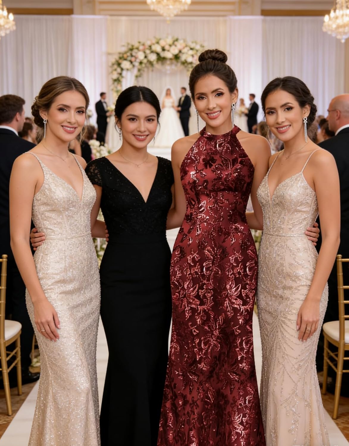 Long Mother of The Bride Dresses Mermaid Off The Shoulder Lace Sequin Evening Formal Dress - Image 4