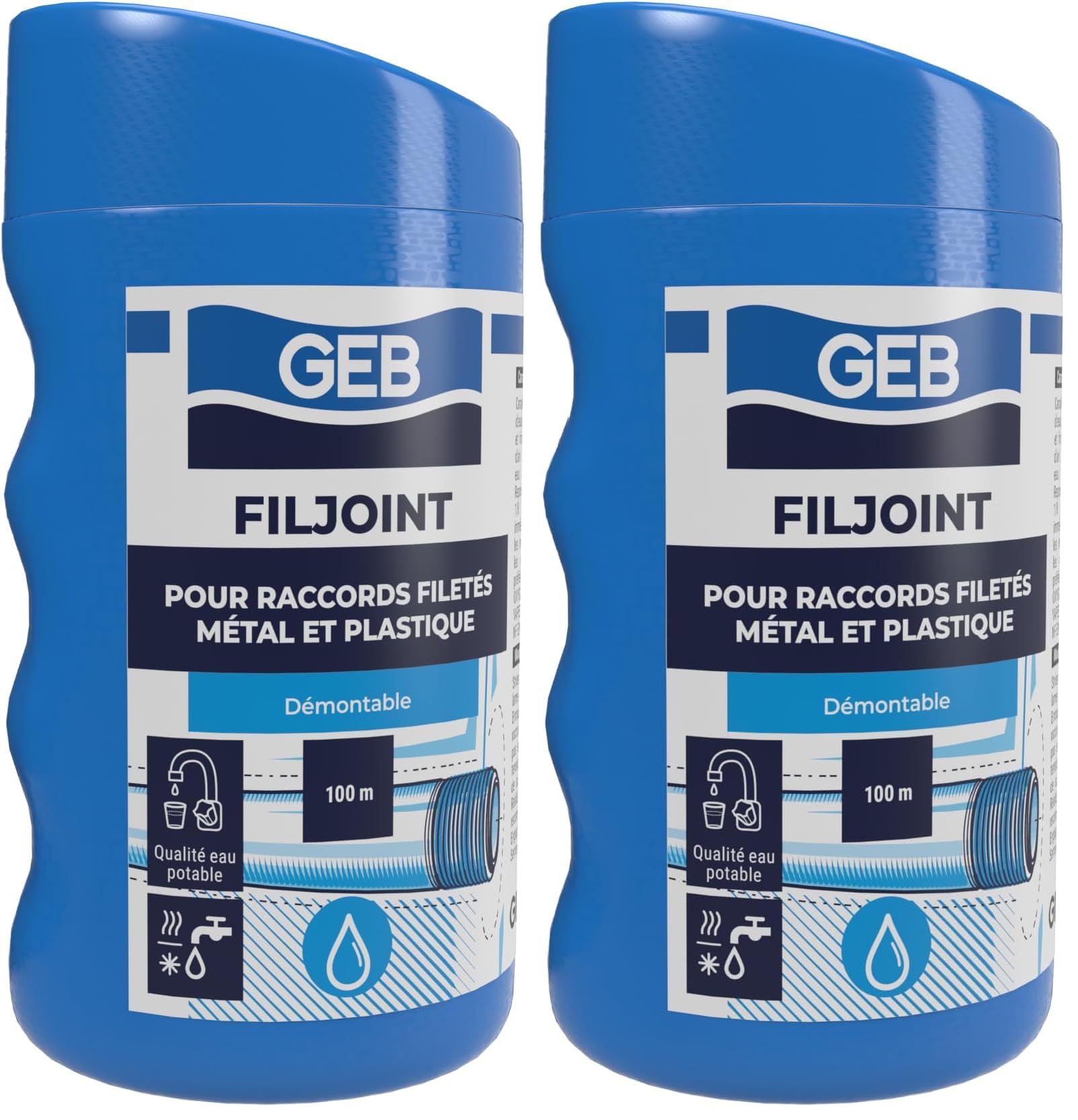 Fil d'étanchéité Filjoint GEB 100 m lot de 2 pour raccords filetés