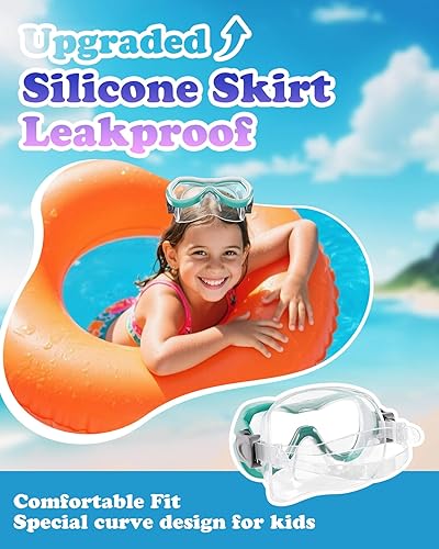 Miniatura 2 de Aegend Gafas de natación para niños, vidrio templado HD de 180 con amplia visión con cubierta para la nariz