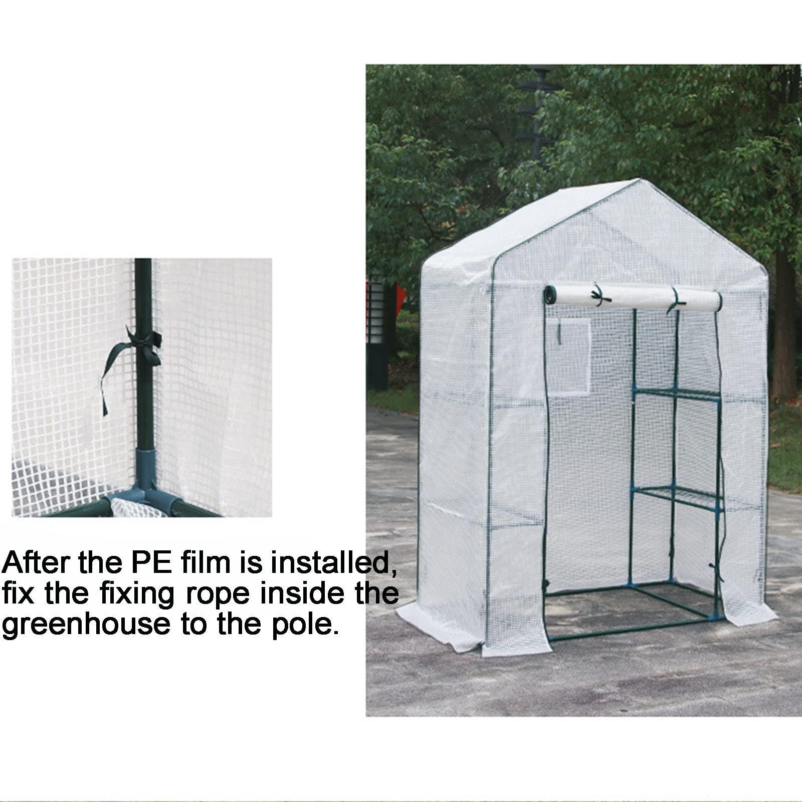 Serre Tunnel de Jardin,PE Jardin Walk-in Greenhouse Plant Cover avec Portes et Fenêtres Serre de Jardin à Toit en Pente, Serre à Tomates, Abri Potager Serre Kit pour Plantes