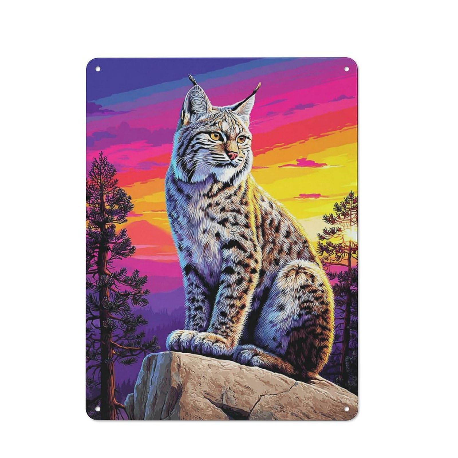Junmoney Wildcat Sunset Majesty Vintage Metal Gift Sign 40X30cm, Home Wall Decor For Bedroom, Kitchen, Office Or Living Room
