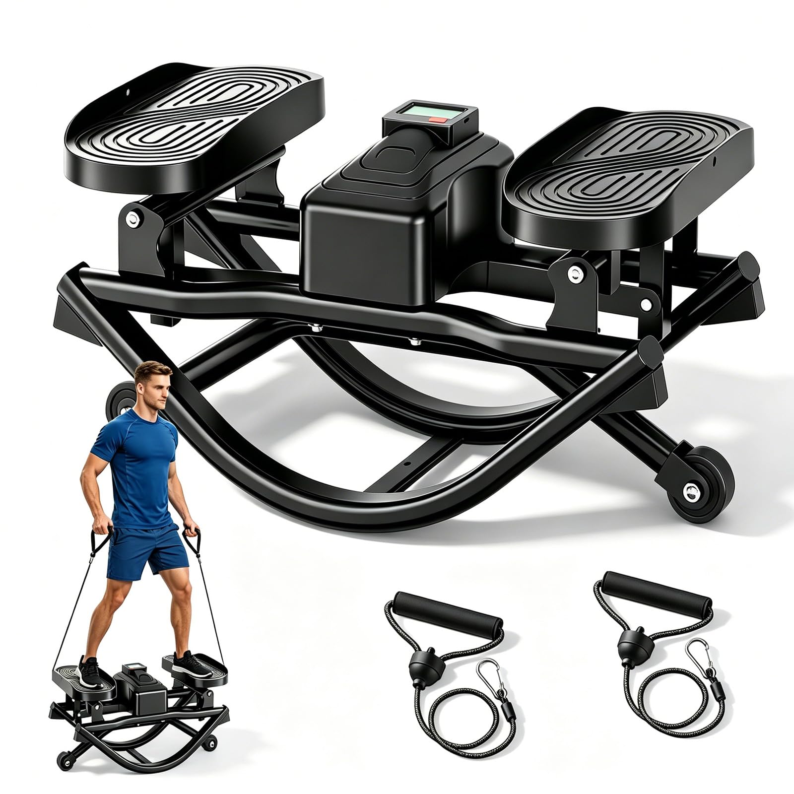Stepper de bajo impacto Rocking en forma de U para el hogar, bicicleta estática silenciosa