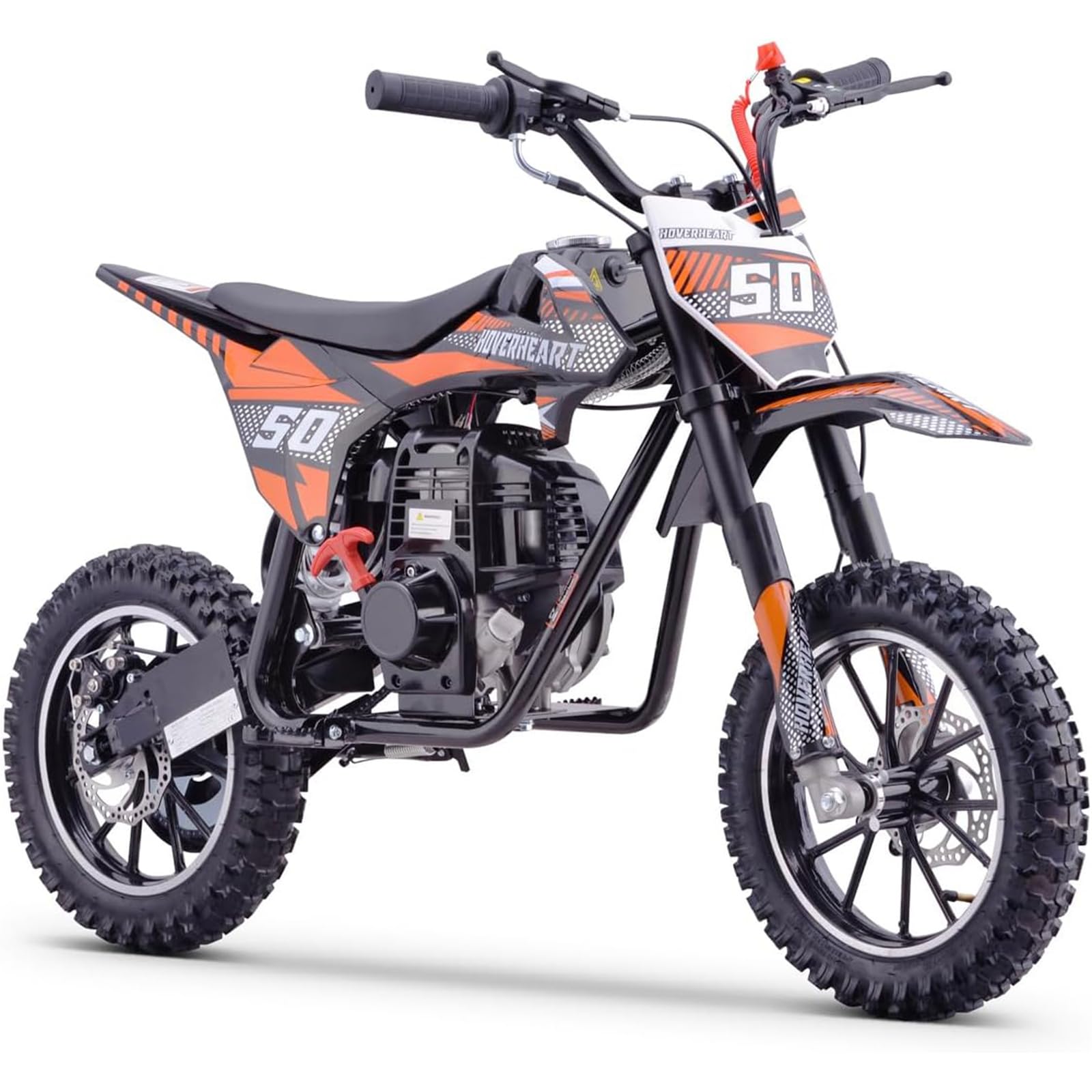 50cc Mini Dirt Bike, 4-Stroke Kids Gas Bike with Front Fork, Shock Absorber and Soft Seat Cushion, Max Load 165Lbs, Pull Start Cooperate Disc Brakes and Up to 25mph (Orange)