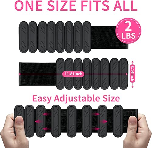 Miniatura 2 de Pesas de muñeca y tobillo para mujer, pesas ajustables para piernas y brazos, pesas de tobillo para pilates, caminar, yoga, baile, barras, gimnasio