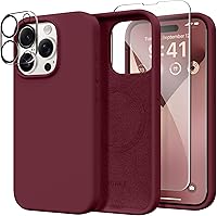 Vista 26 de GONEZ Funda de silicona para iPhone 14 Pro Max, compatible con MagSafe, con protector de pantalla + protector de lente de cámara, silicona líquida a