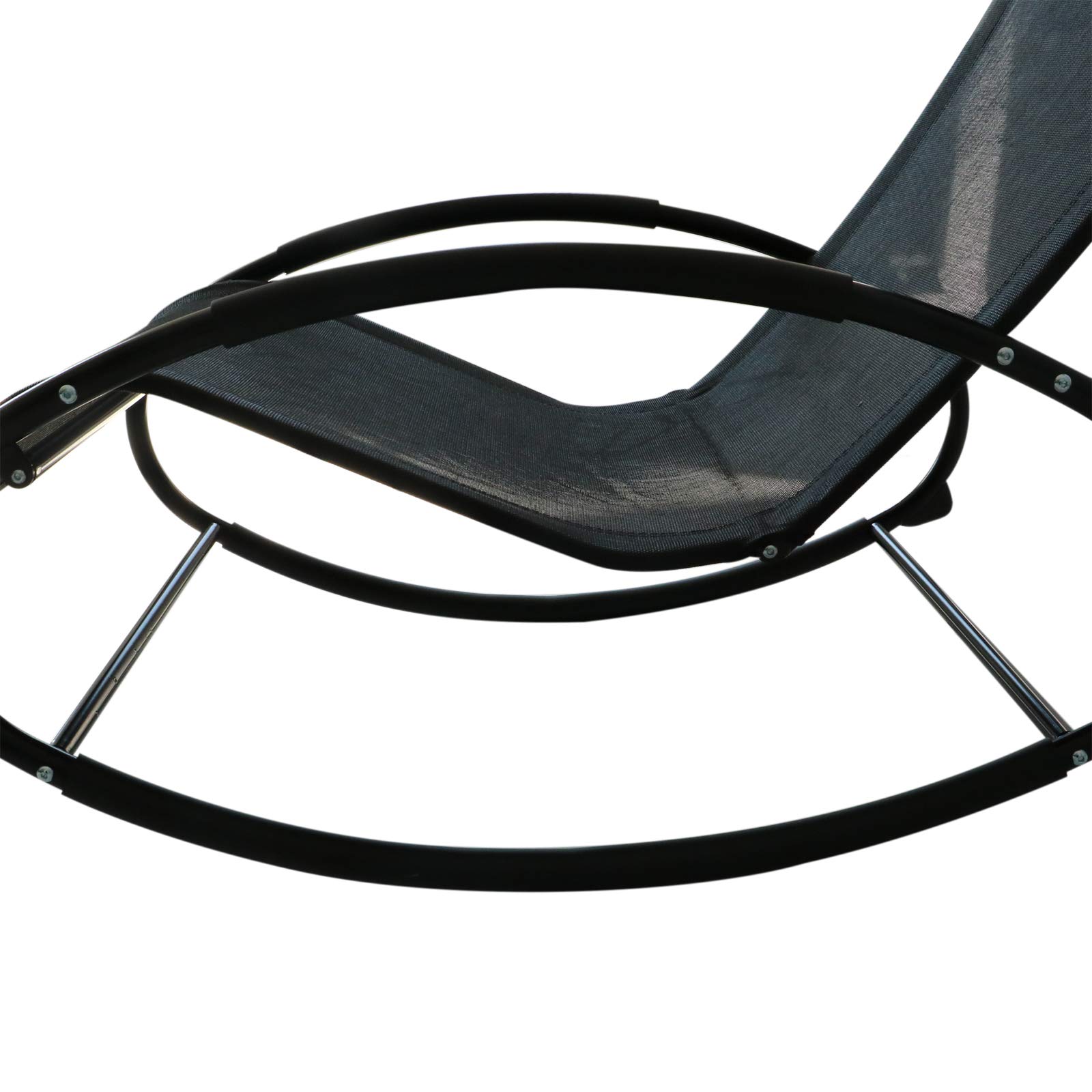 Tumbona de piscina, mecedora al aire libre para tomar el sol, piscina, playa, porche con almohada y malla fresca, balancín de bronceado solar, color negro 8